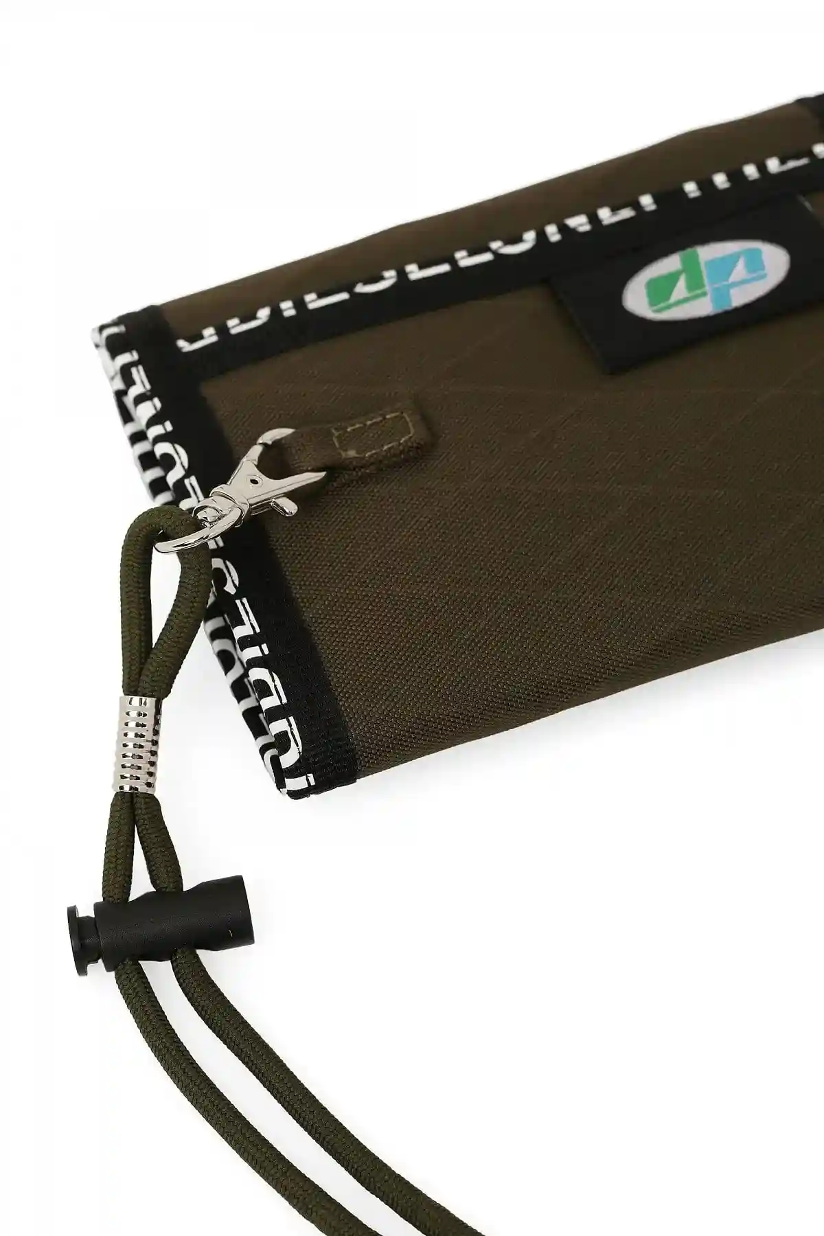 Green Micro wallet with lanyard and logo trims