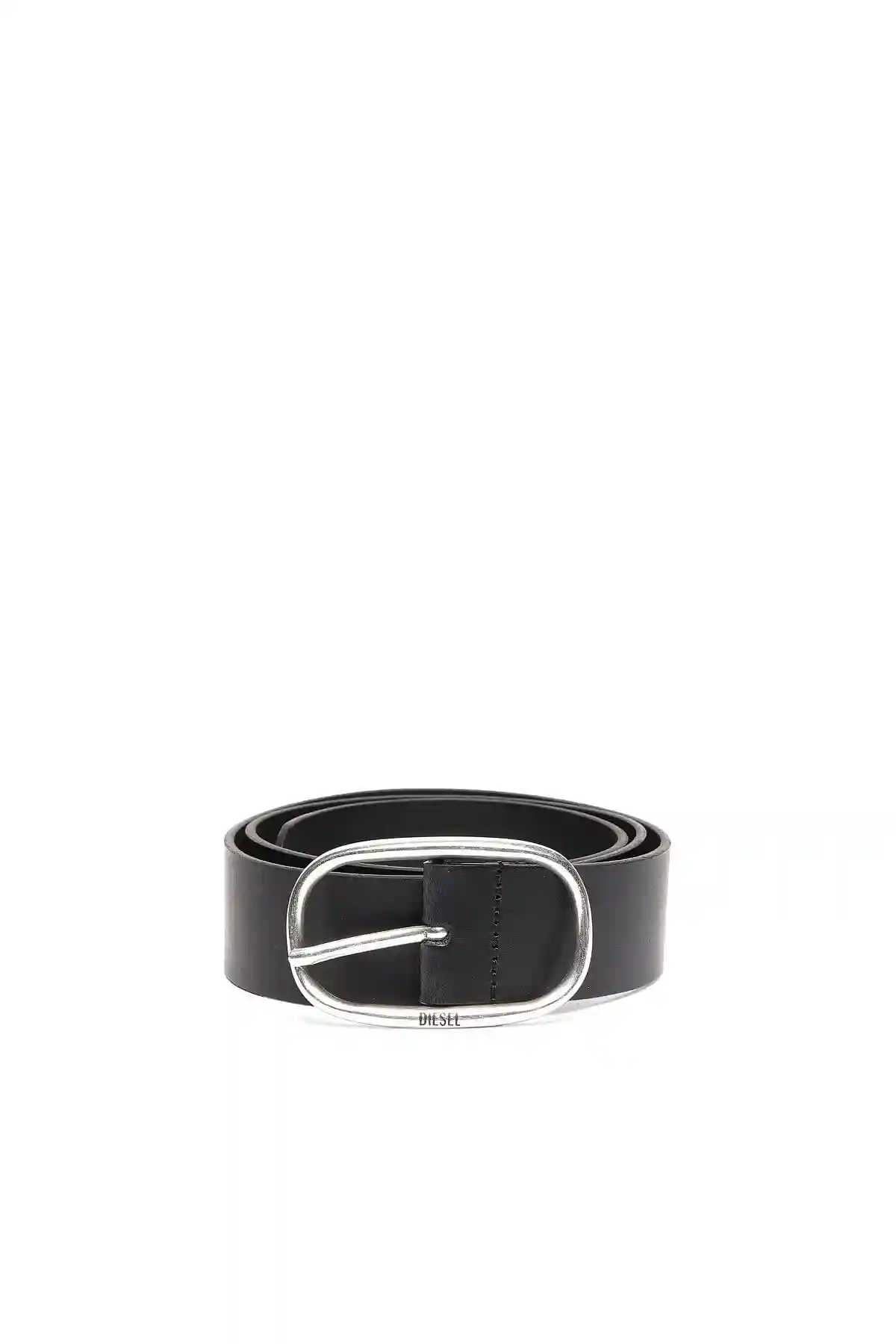Black Leather belt with oval buckle
