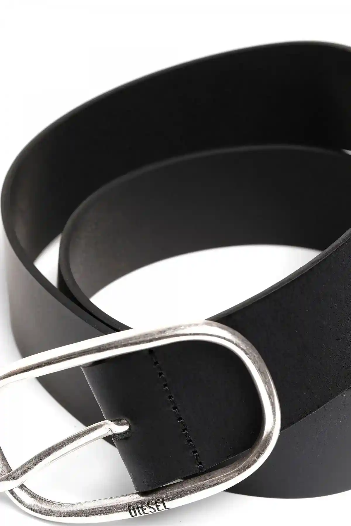 Black Leather belt with oval buckle