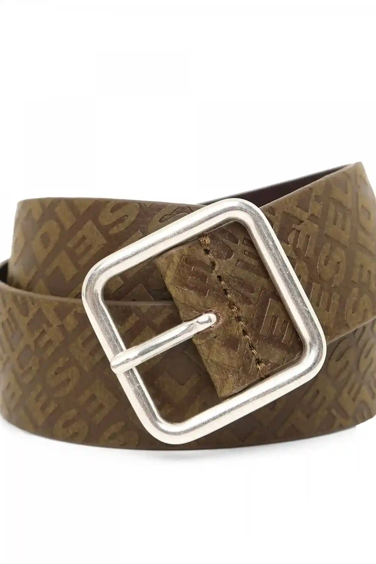 Brown Belt in logo-embossed leather