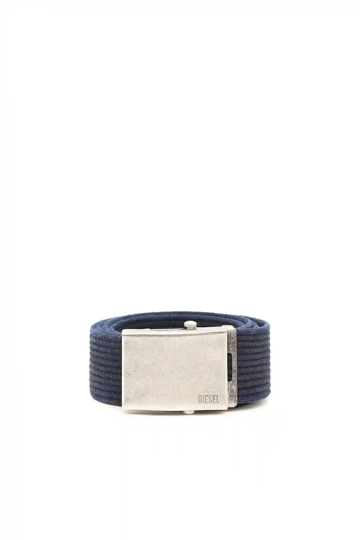 Blue Canvas belt with aged metal hardware