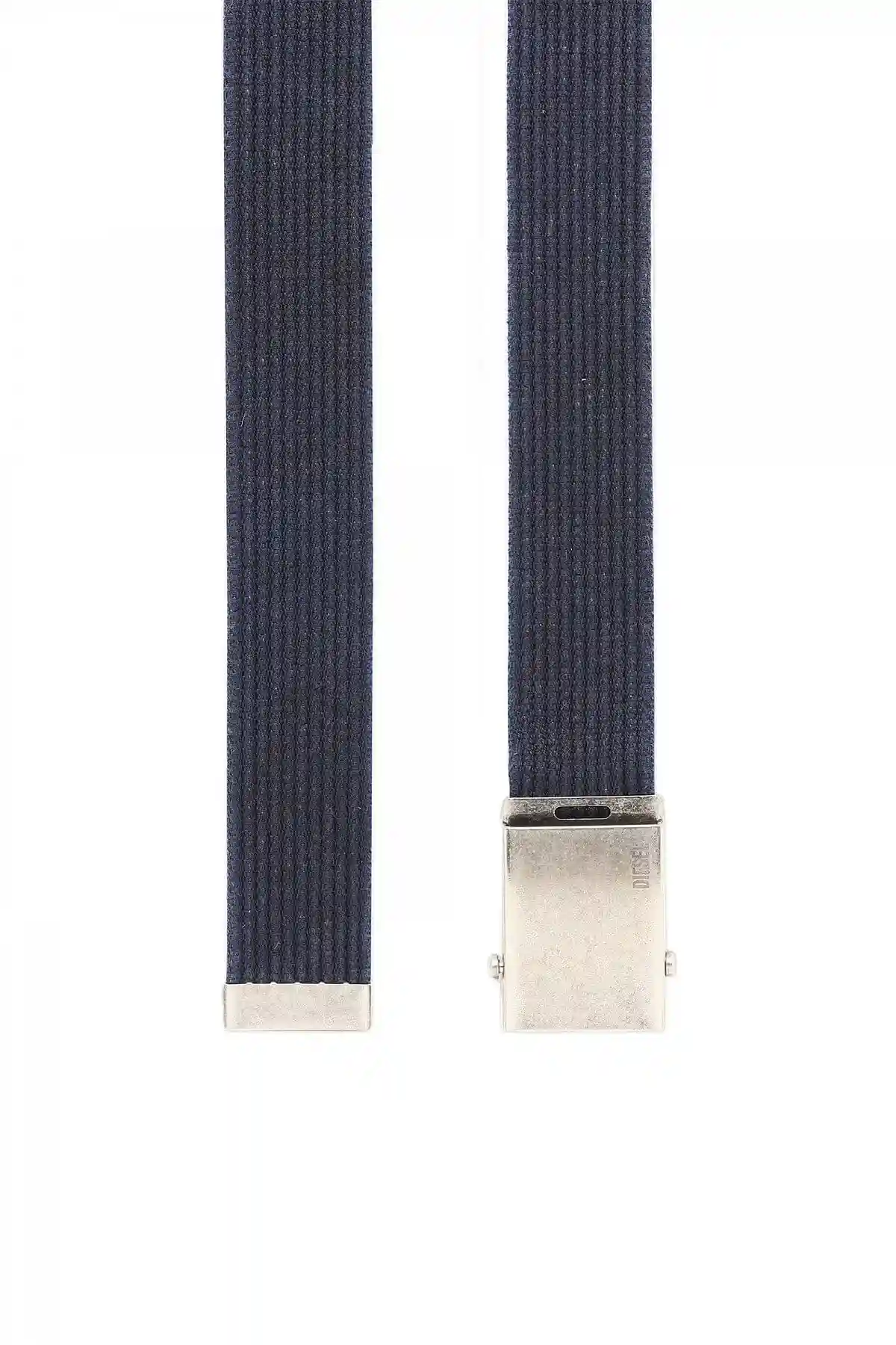 Blue Canvas belt with aged metal hardware