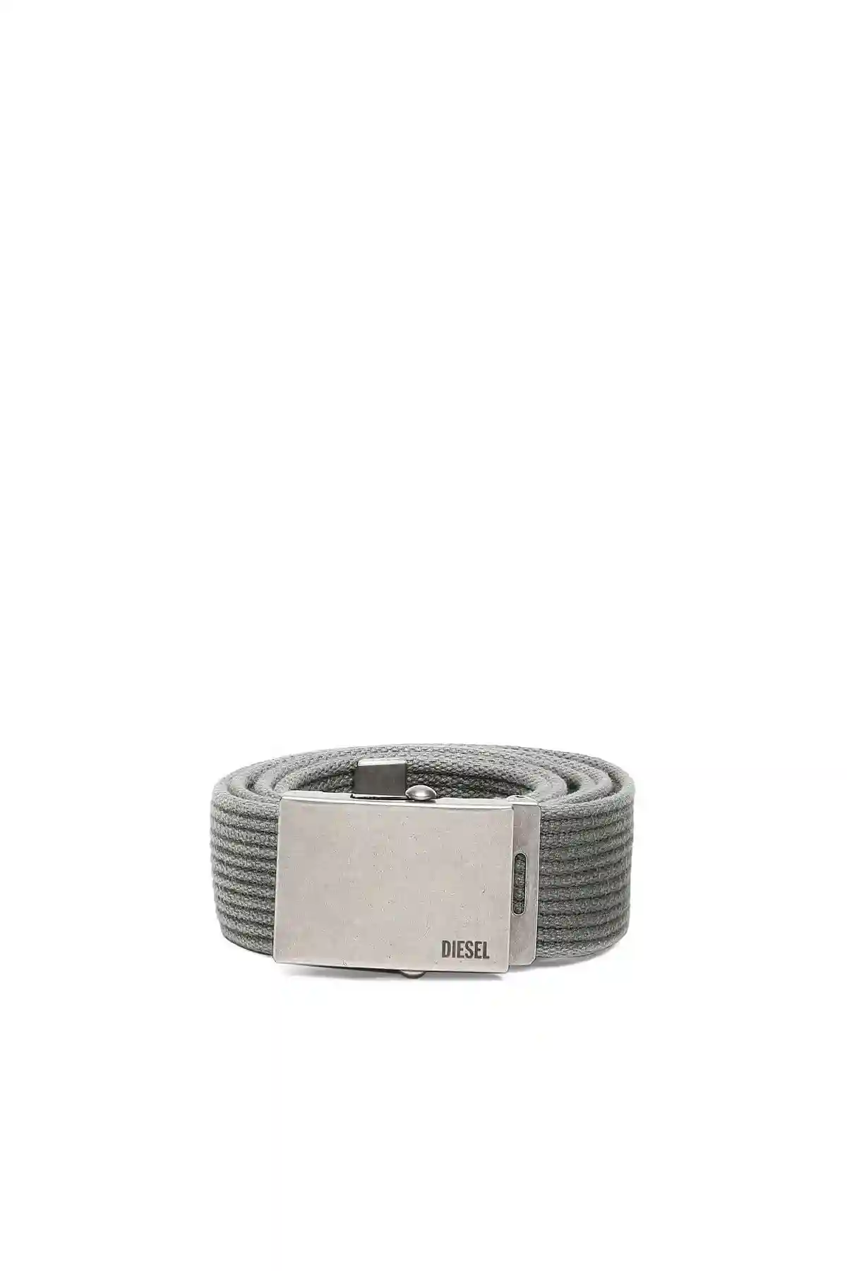 Grey Canvas belt with aged metal hardware