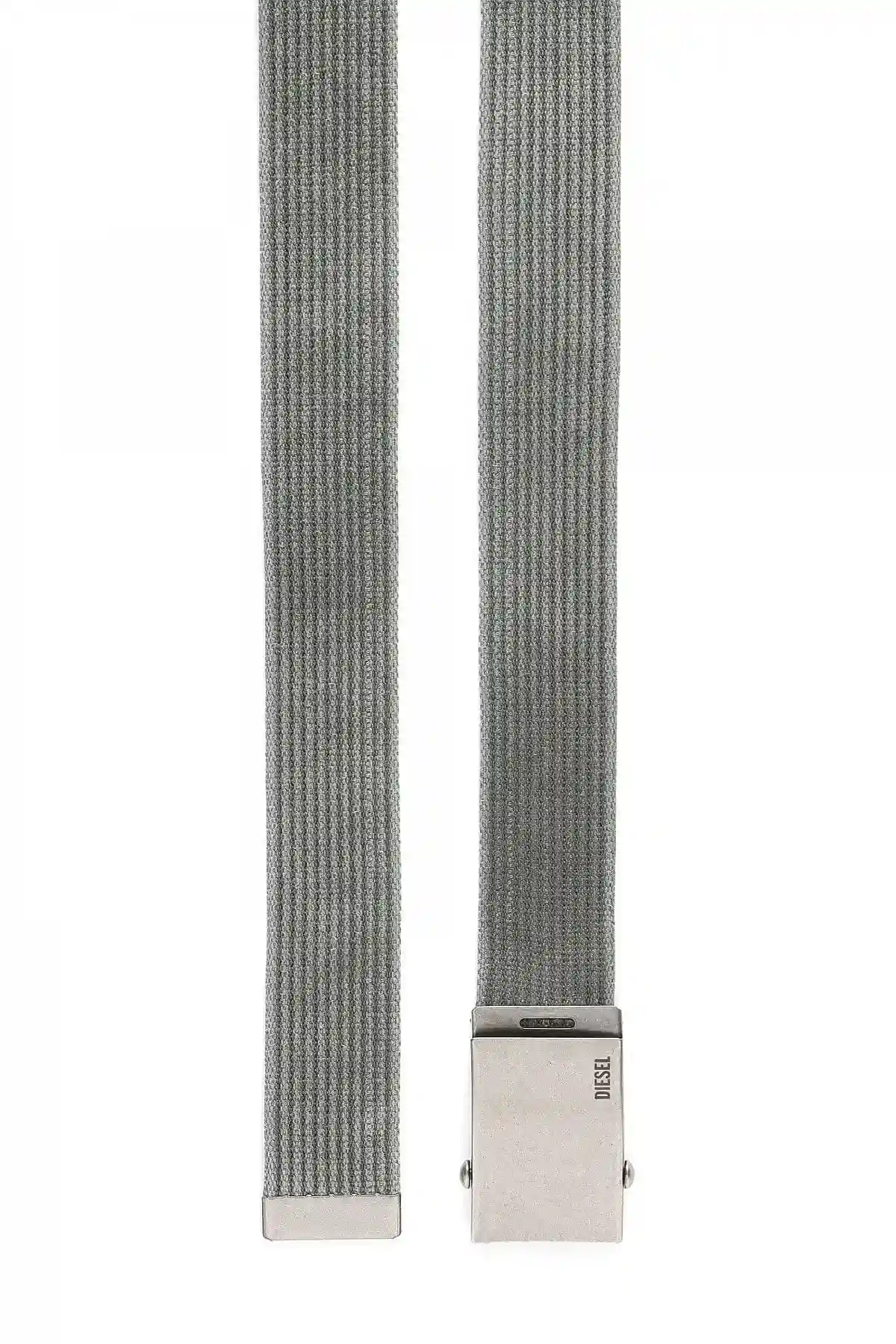Grey Canvas belt with aged metal hardware