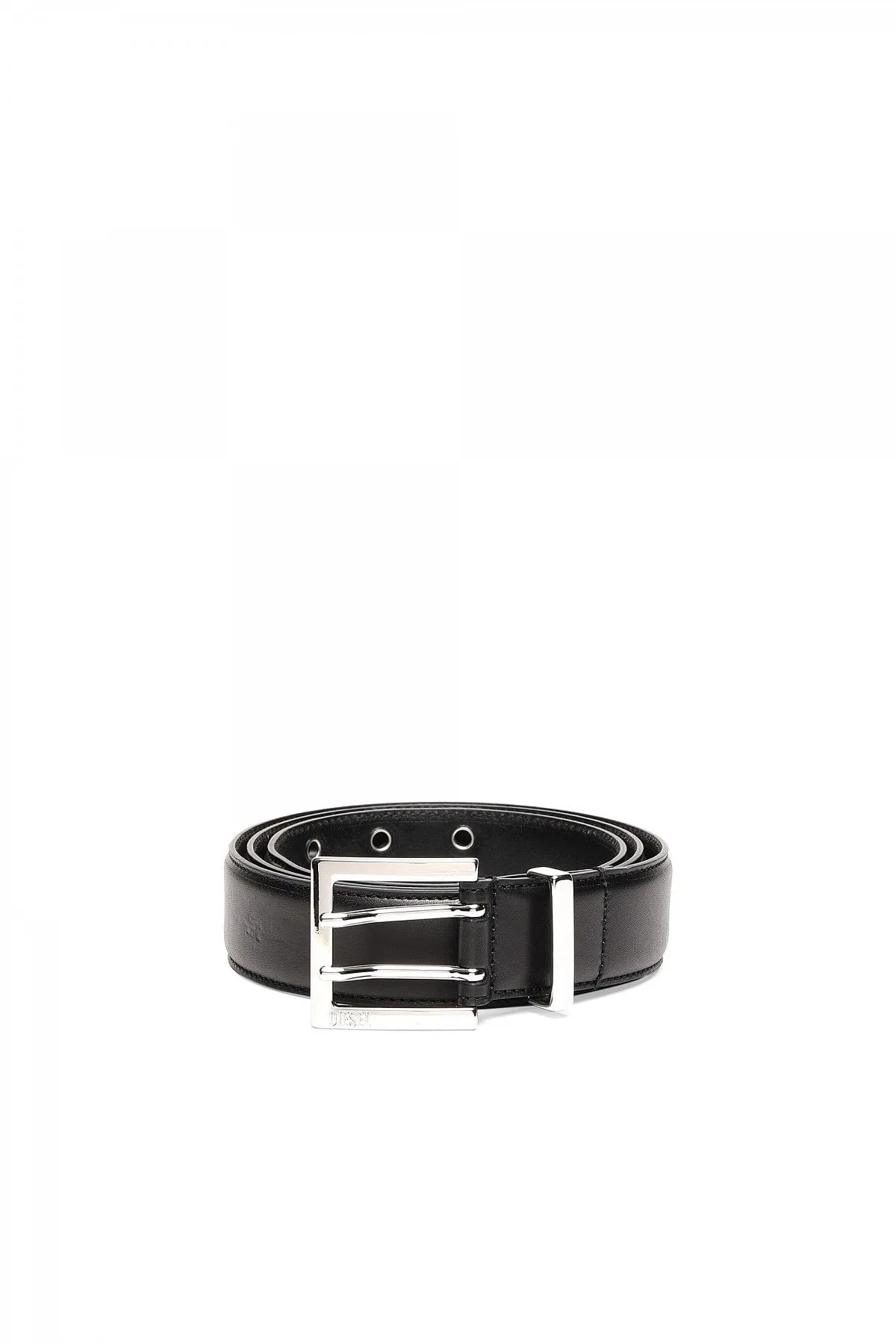 Black Padded leather belt with eyelets