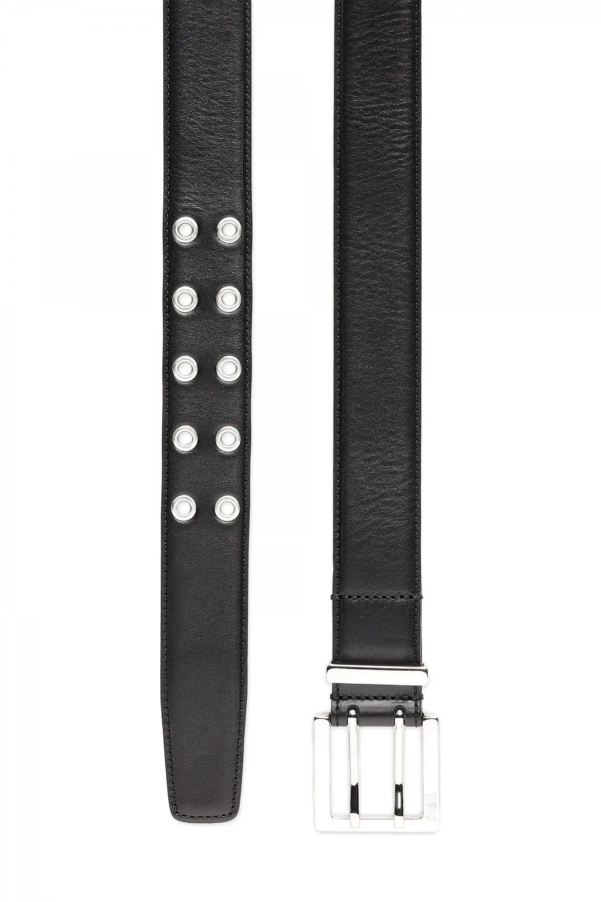 Black Padded leather belt with eyelets