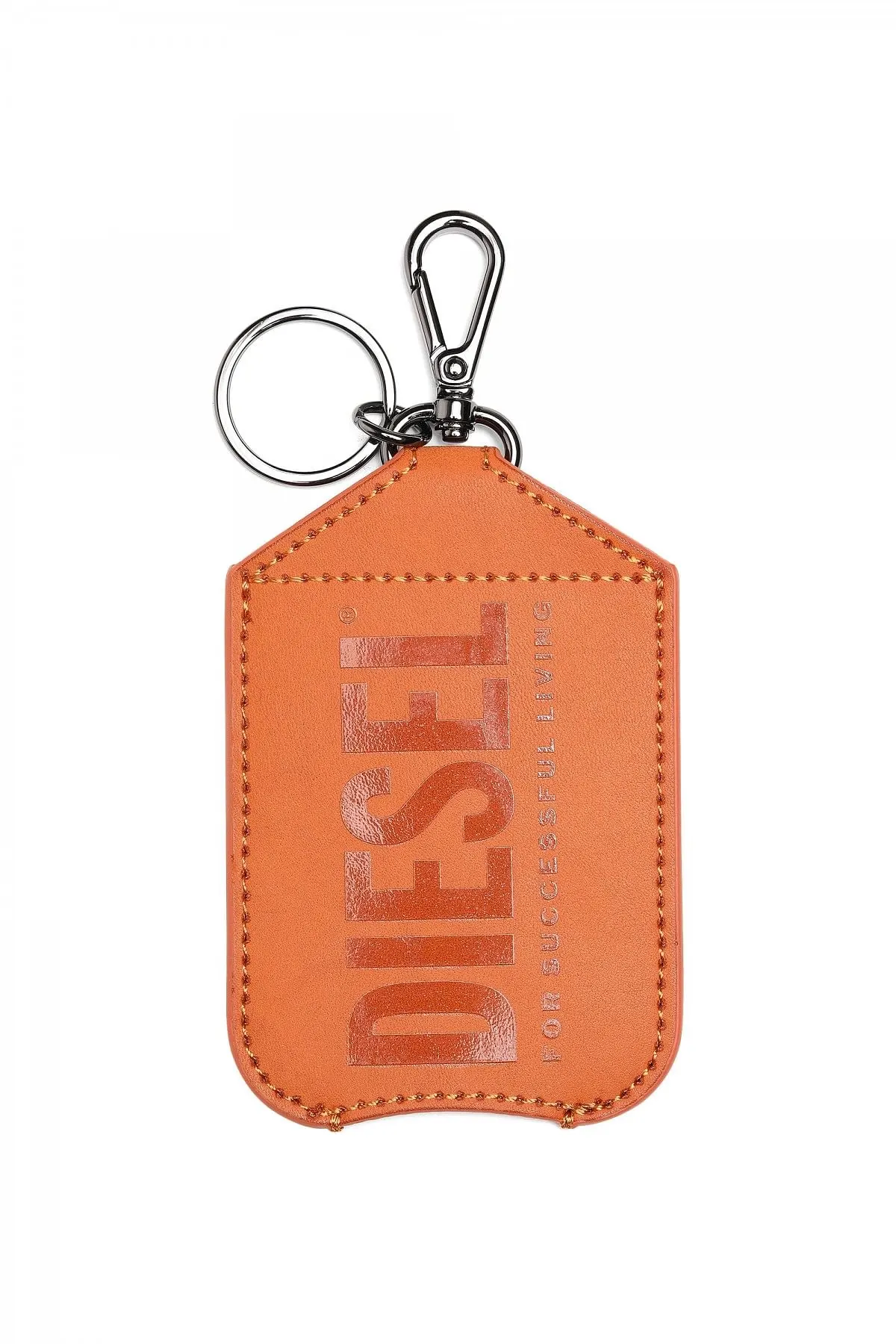 Orange Sanitiser holder in faux leather