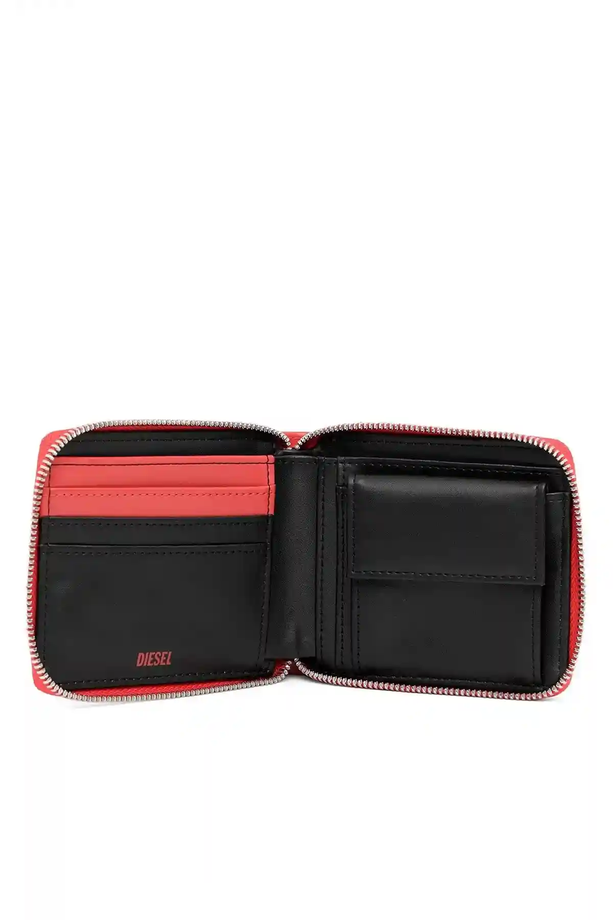 Red Zip-around wallet in faux leather