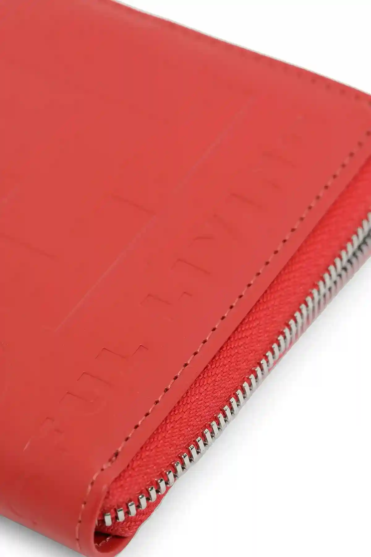 Red Zip-around wallet in faux leather