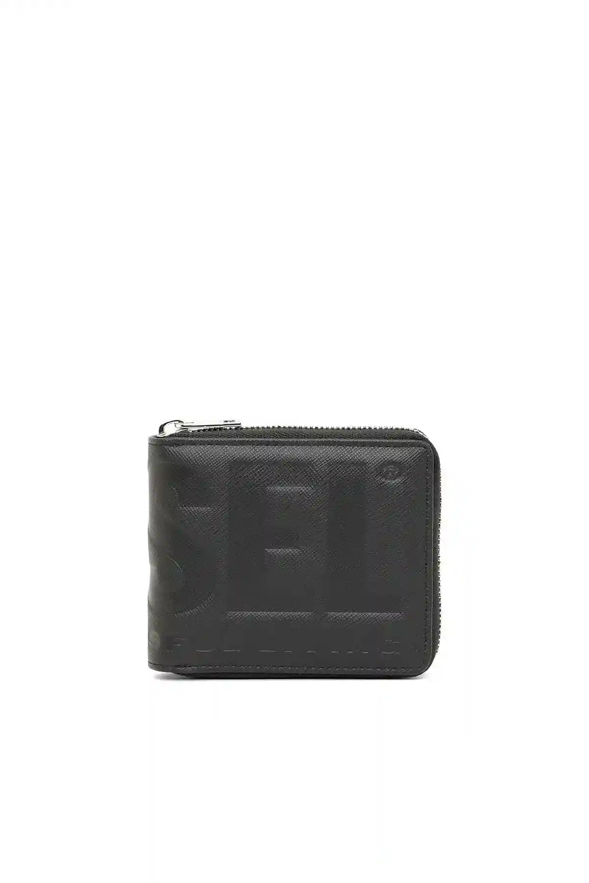 Black Zip-around wallet with Saffiano texture