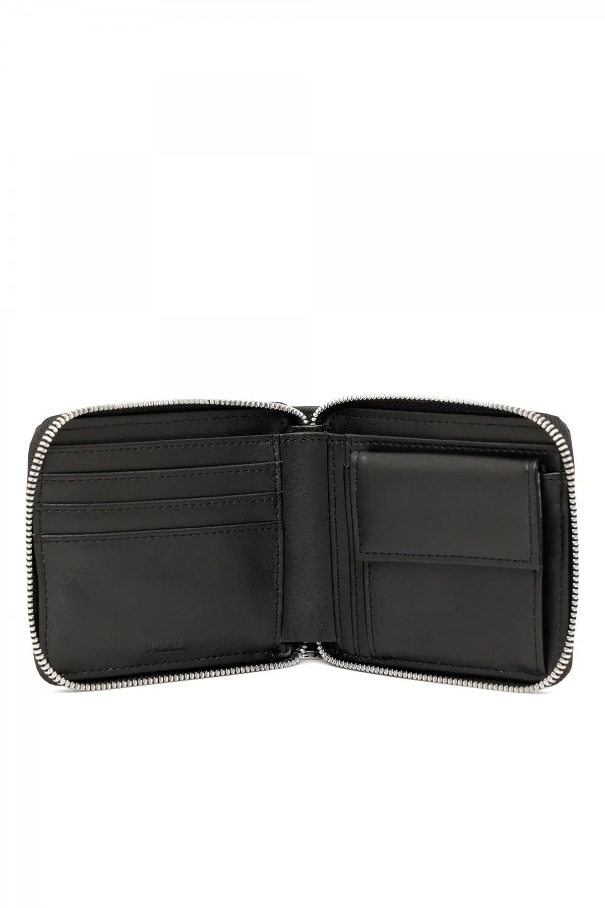 Black Zip-around wallet with Saffiano texture