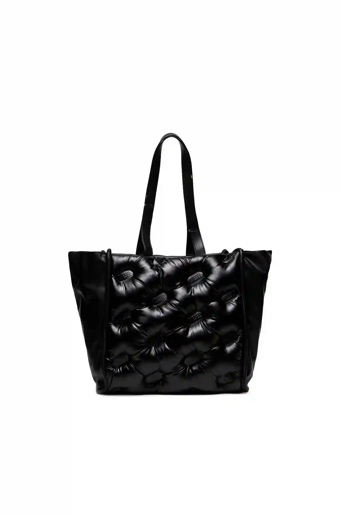 Black Large logo-quilted shopper