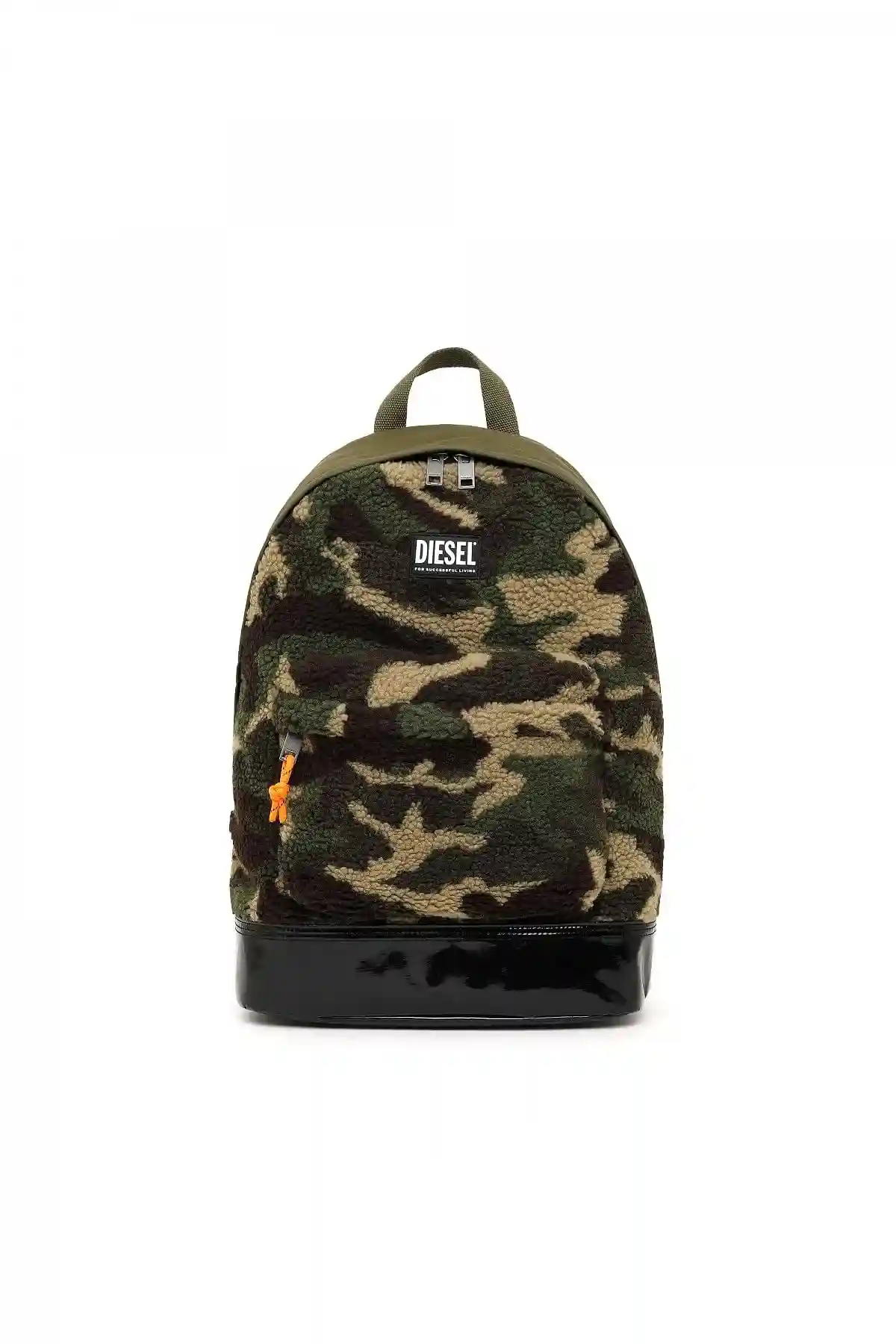 Green Backpack in camouflage faux shearling