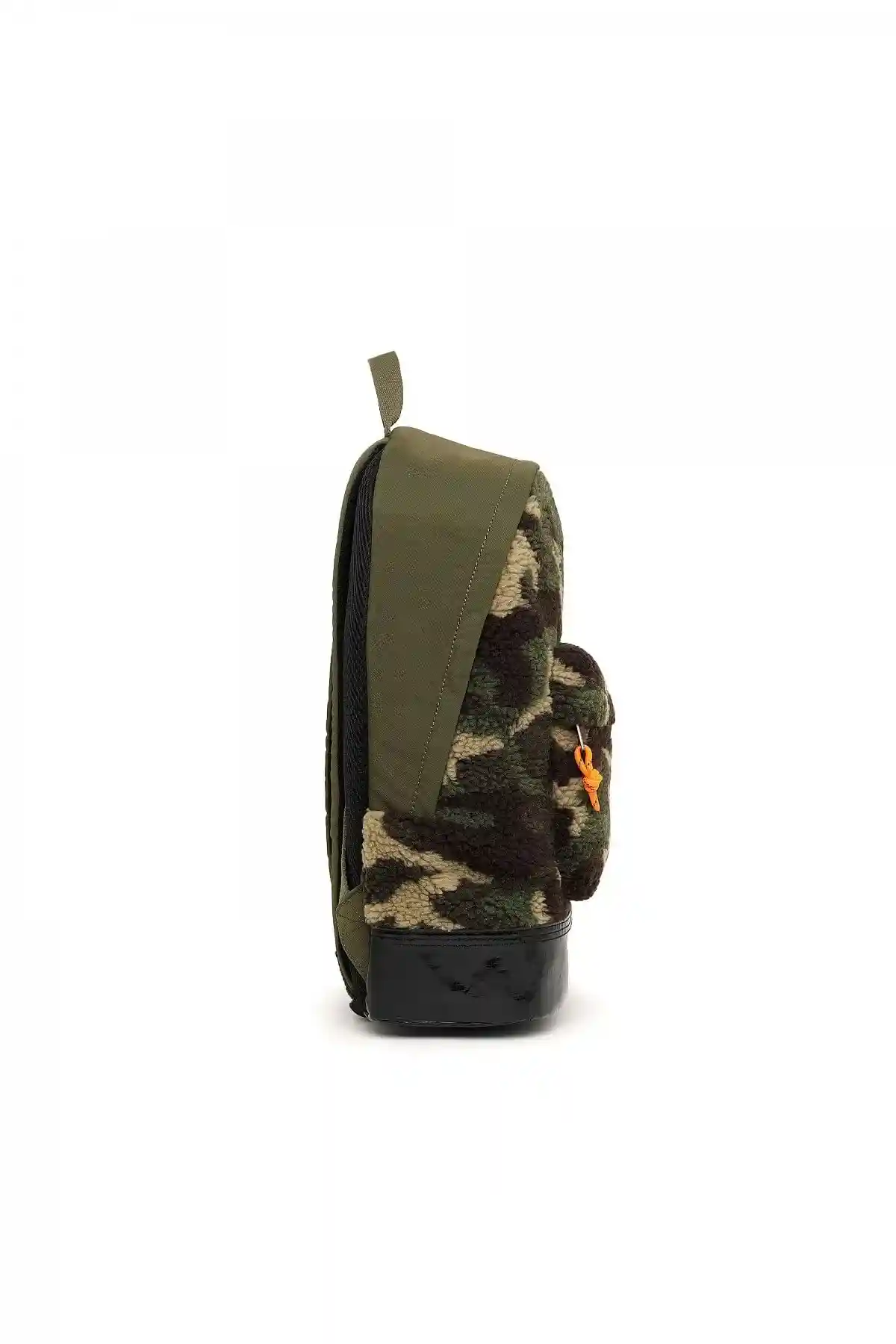 Green Backpack in camouflage faux shearling