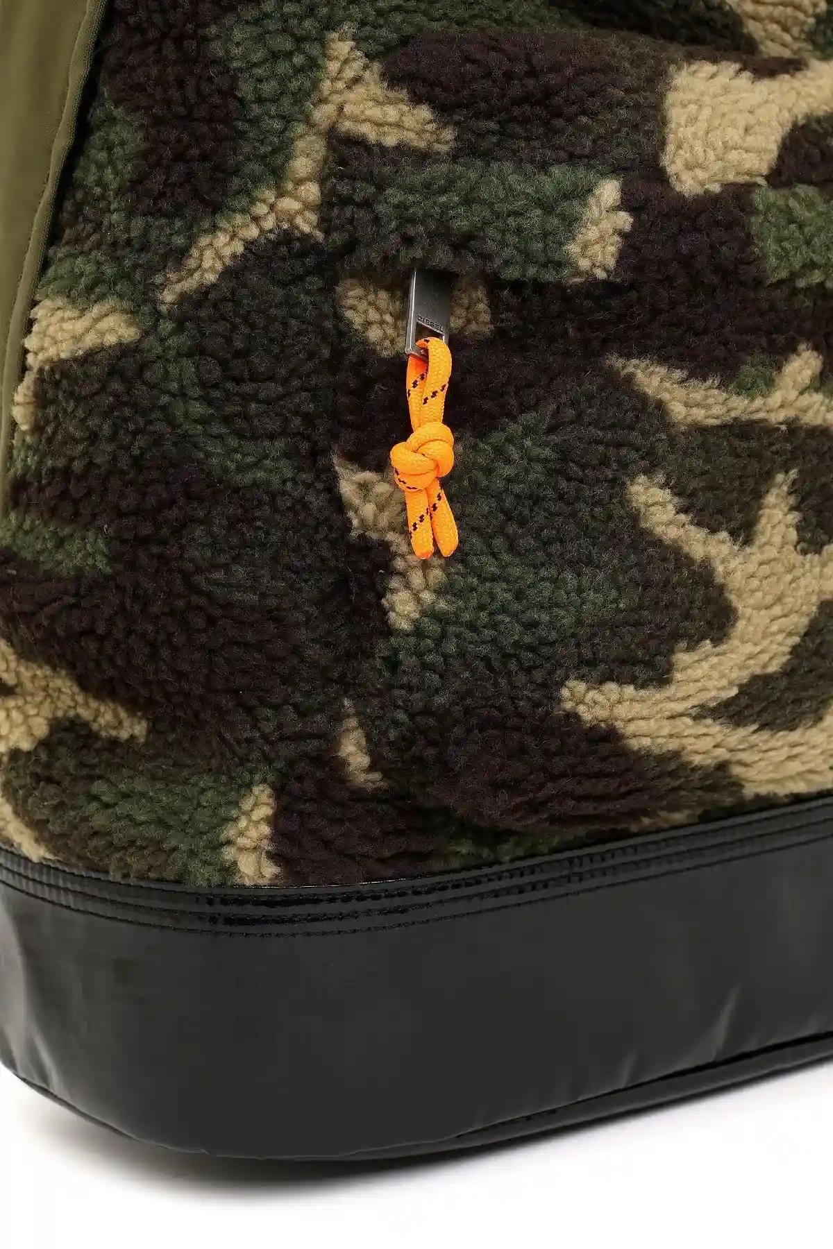 Green Backpack in camouflage faux shearling