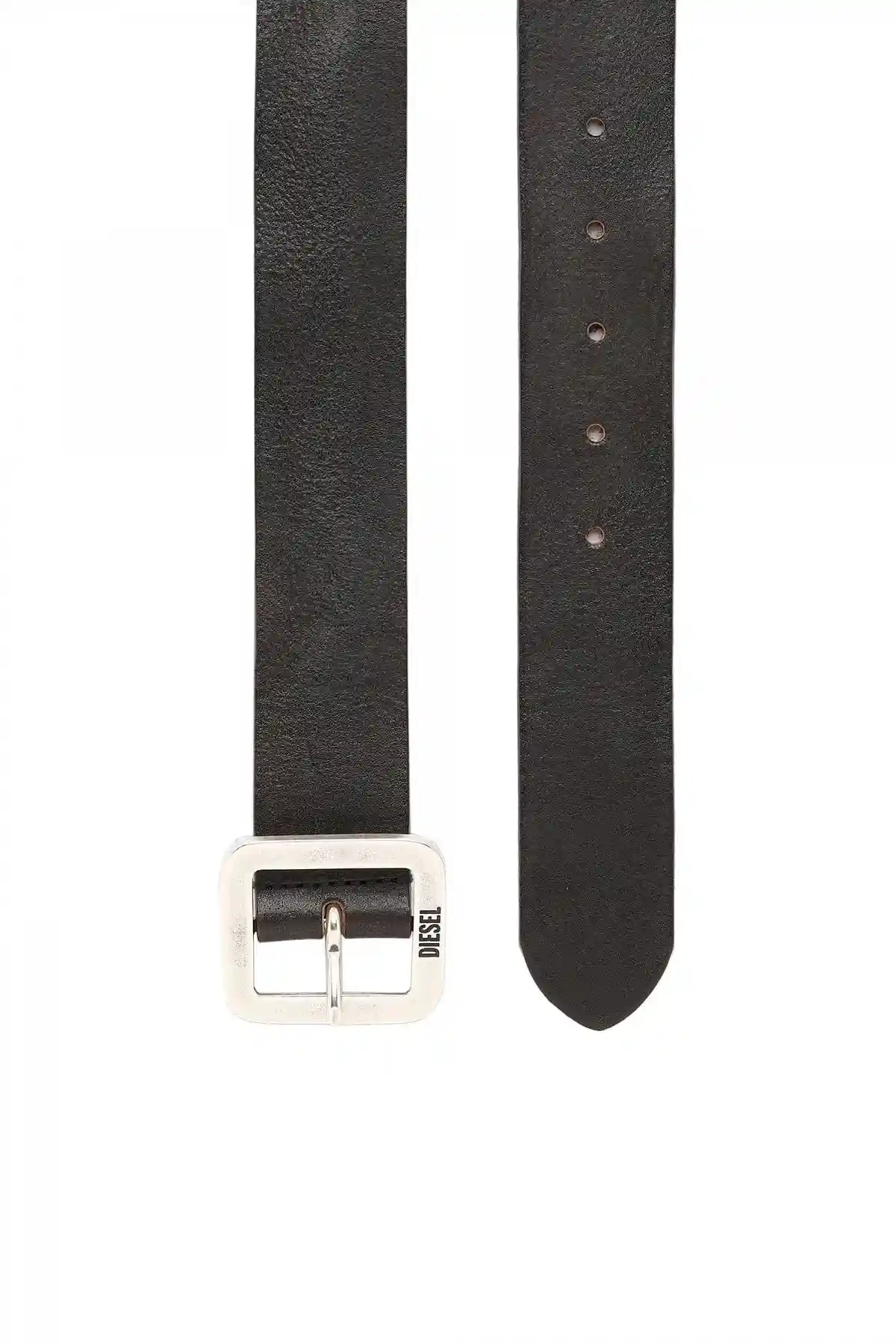 Brown and Black Leather belt with flat square buckle