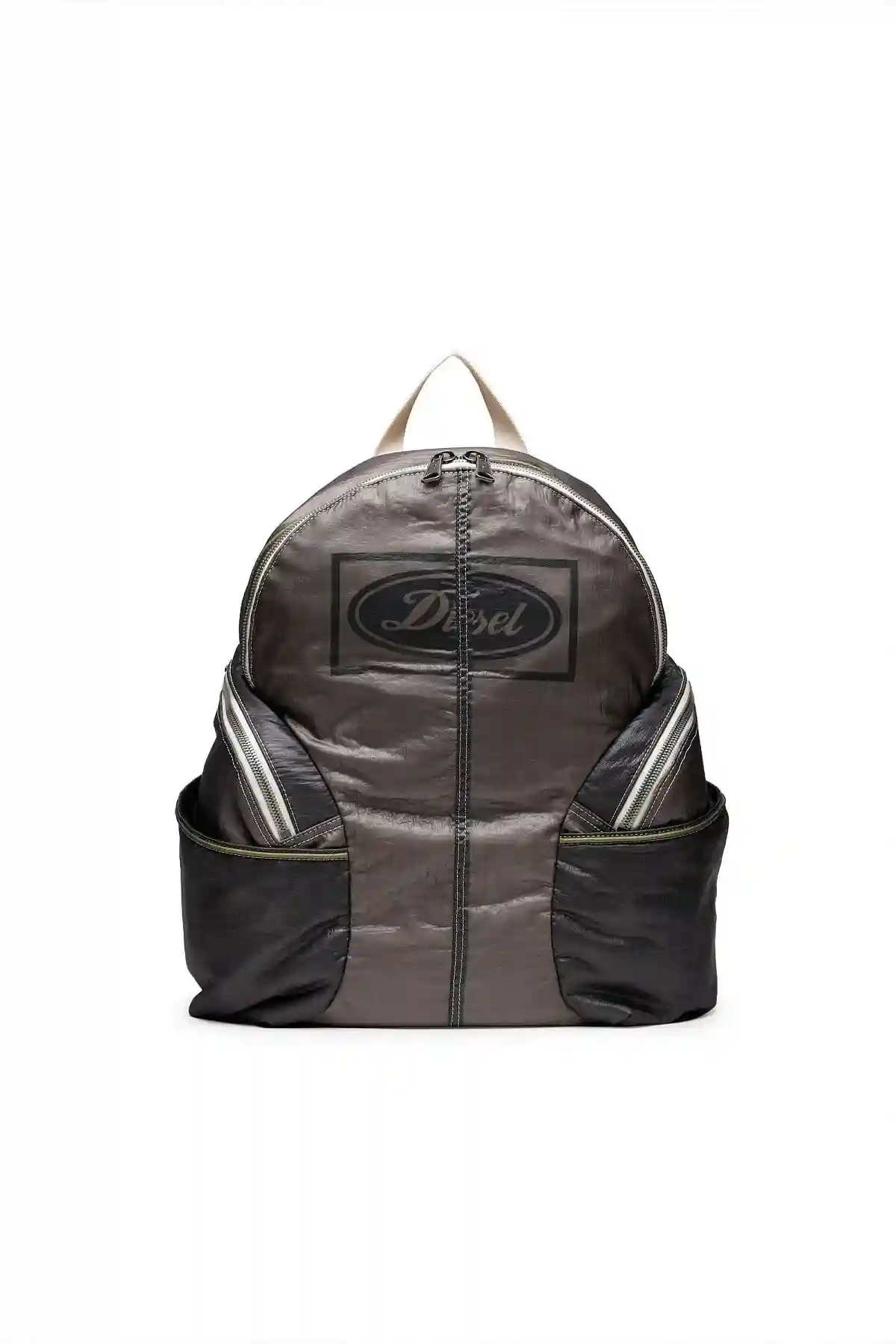 Brown Backpack in laminated fabric