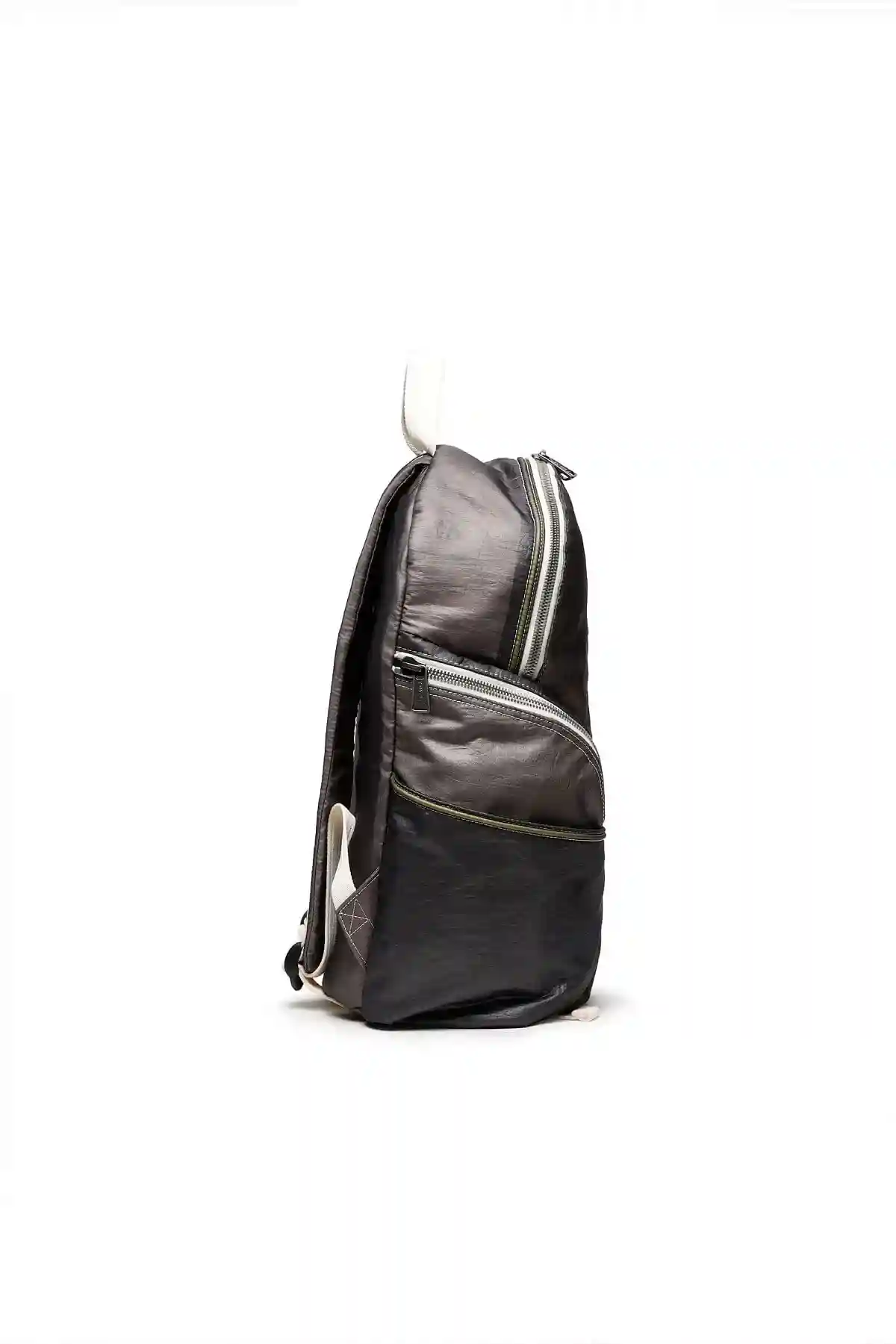Brown Backpack in laminated fabric