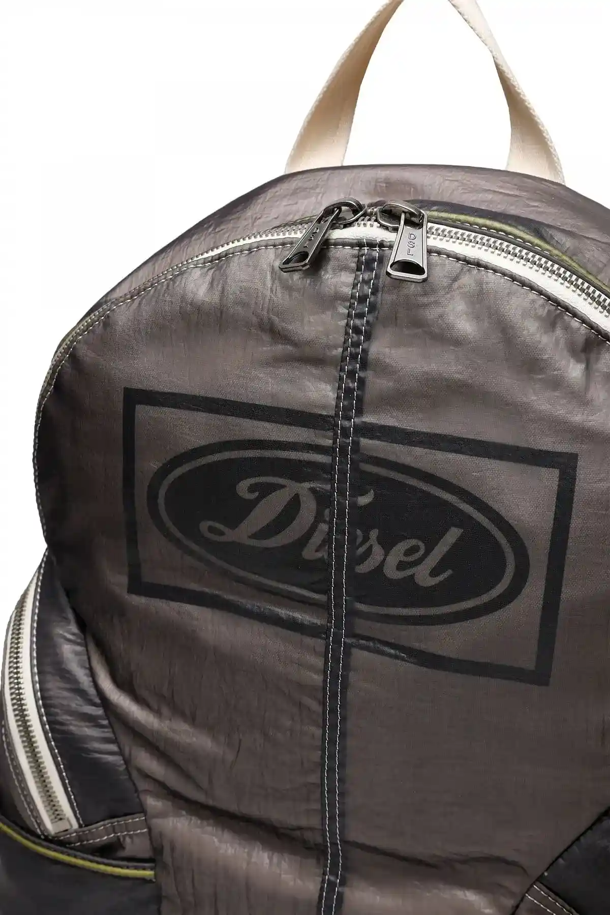 Brown Backpack in laminated fabric