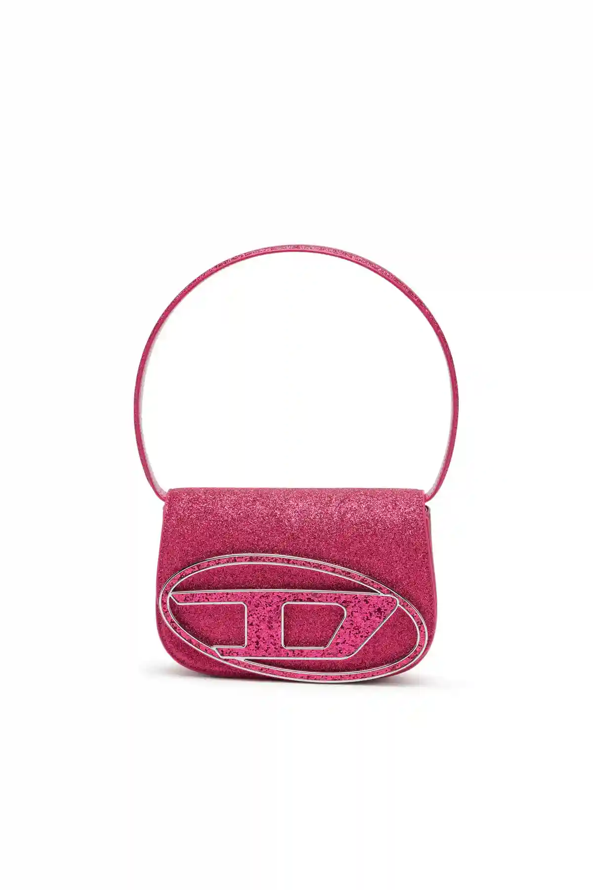Pink 1DR-Iconic shoulder bag in glitter fabric