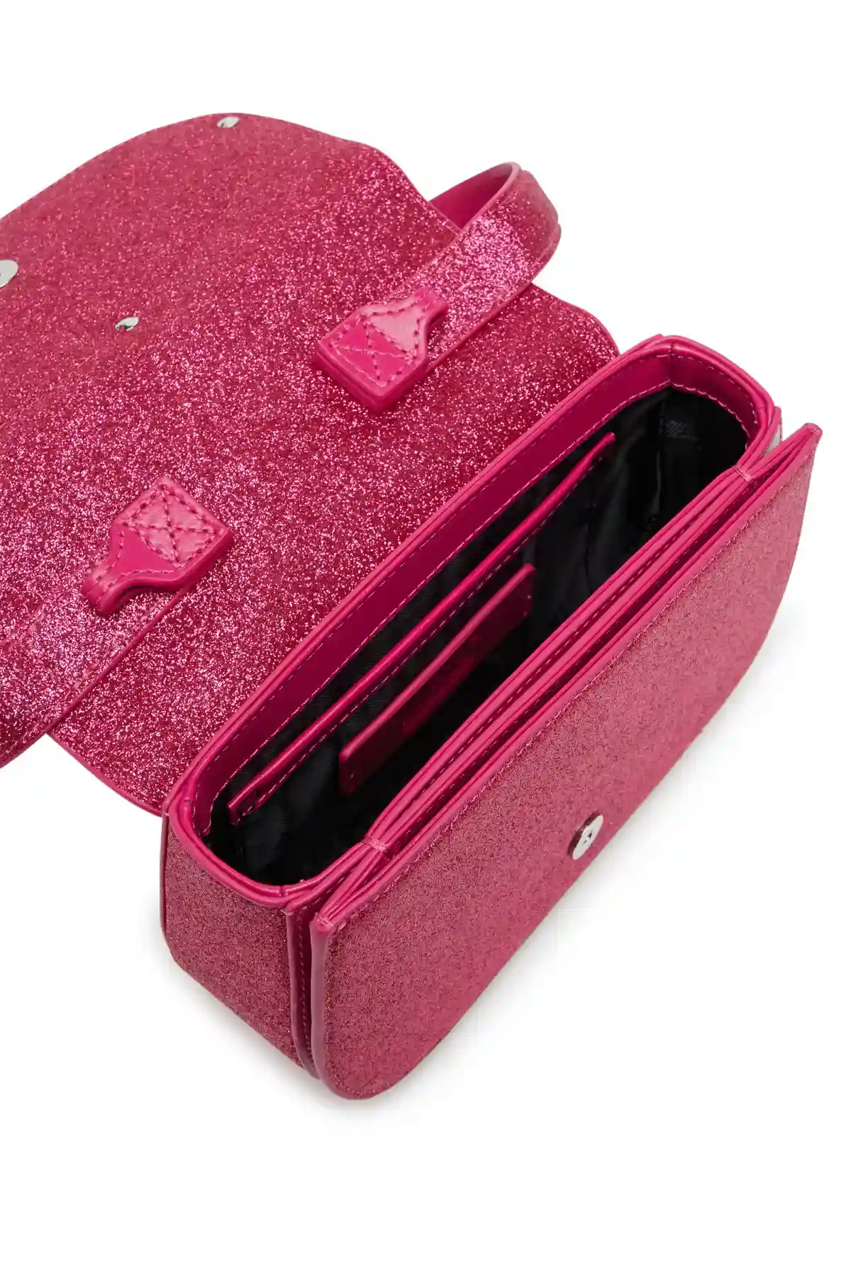 Pink 1DR-Iconic shoulder bag in glitter fabric