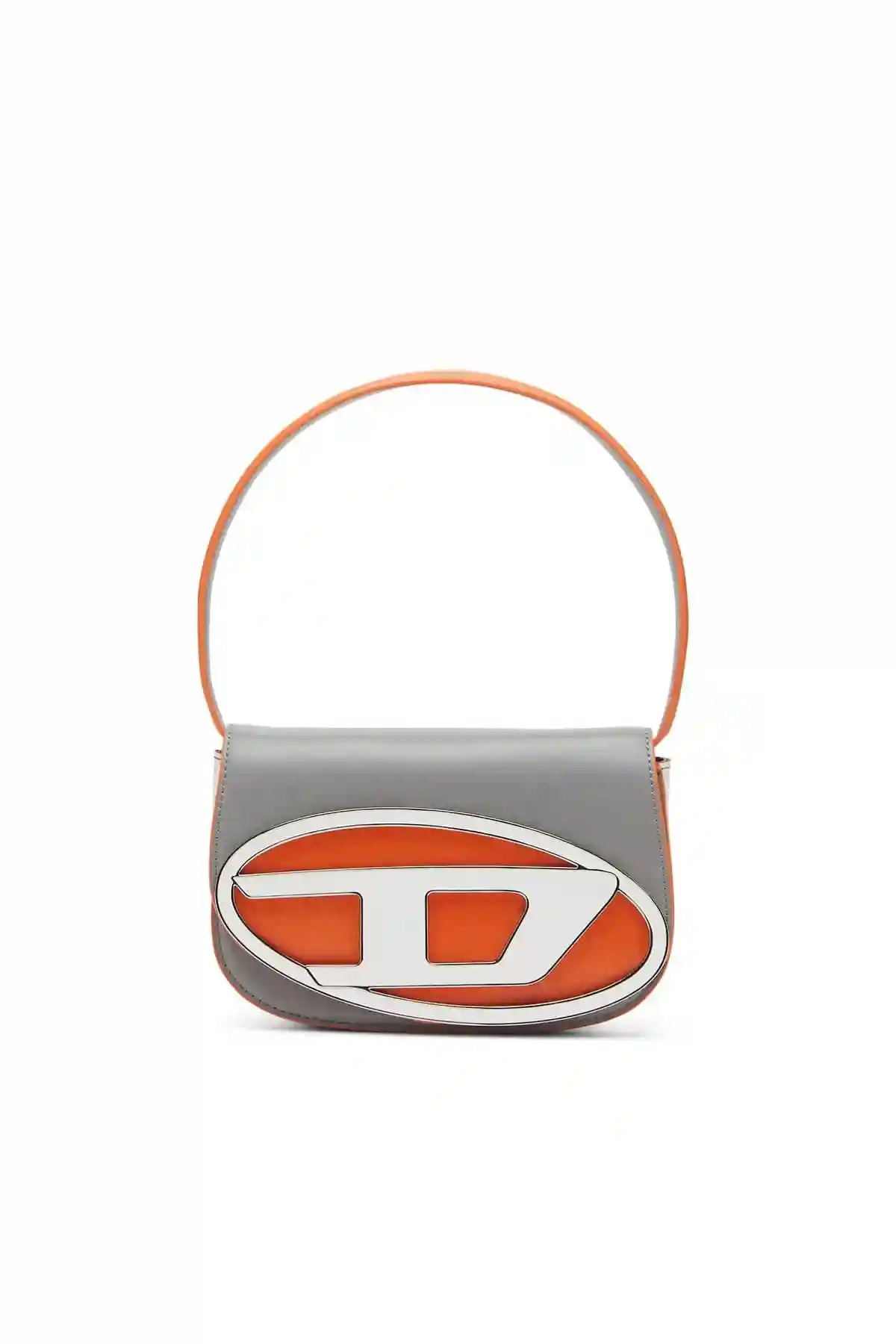 Grey and Orange 1DR-Iconic shoulder bag in nappa leather