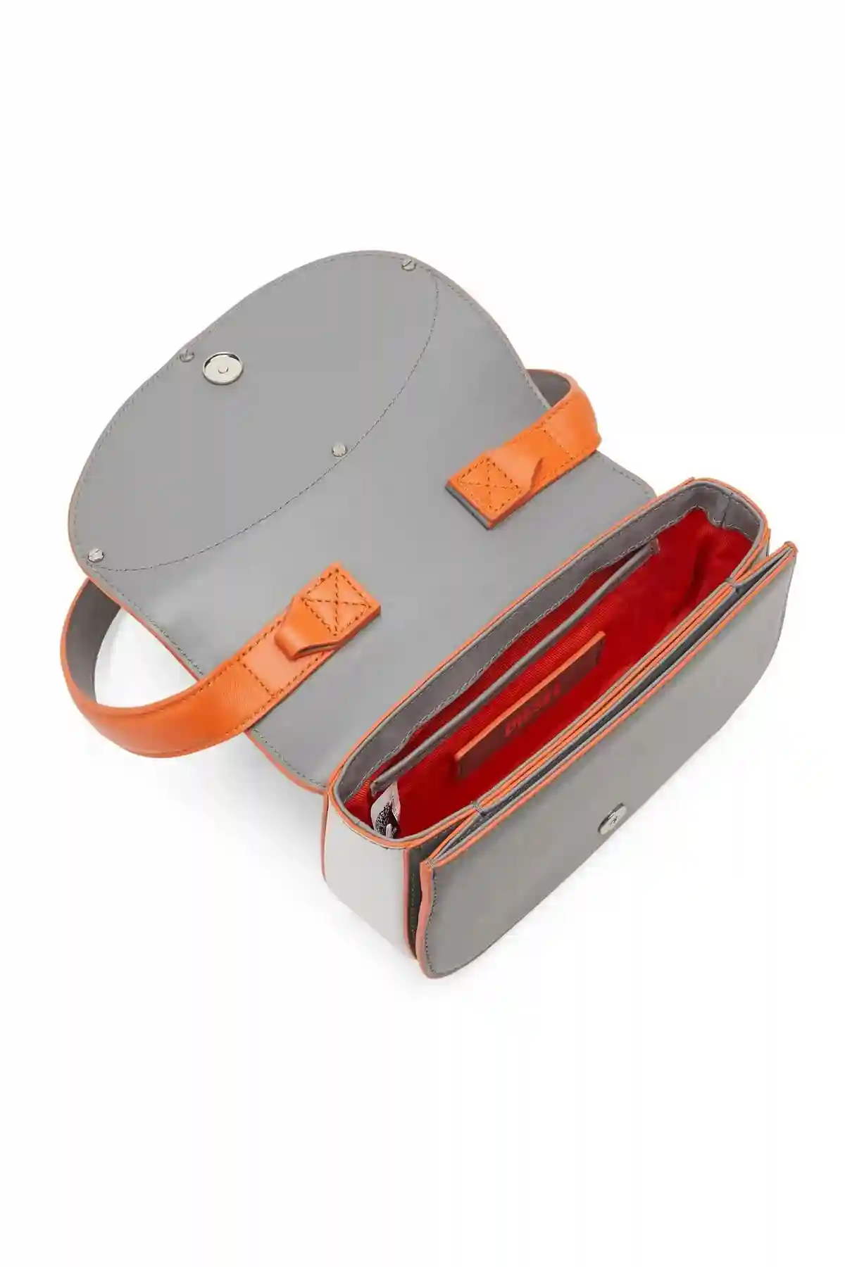 Grey and Orange 1DR-Iconic shoulder bag in nappa leather