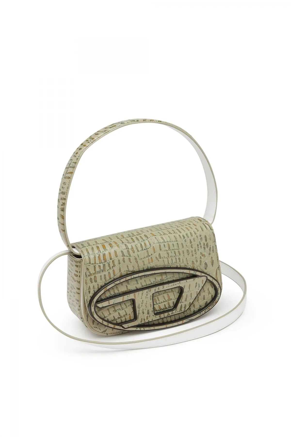 Green 1DR-Iconic shoulder bag with croc print