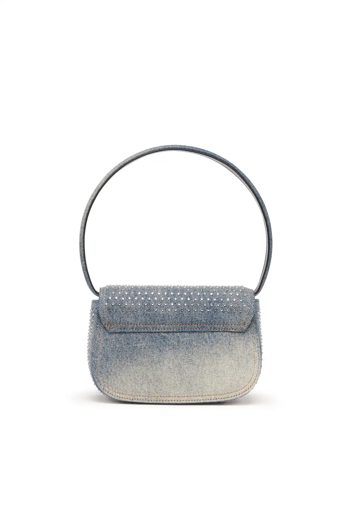 Blue 1DR-Iconic shoulder bag in denim and crystals