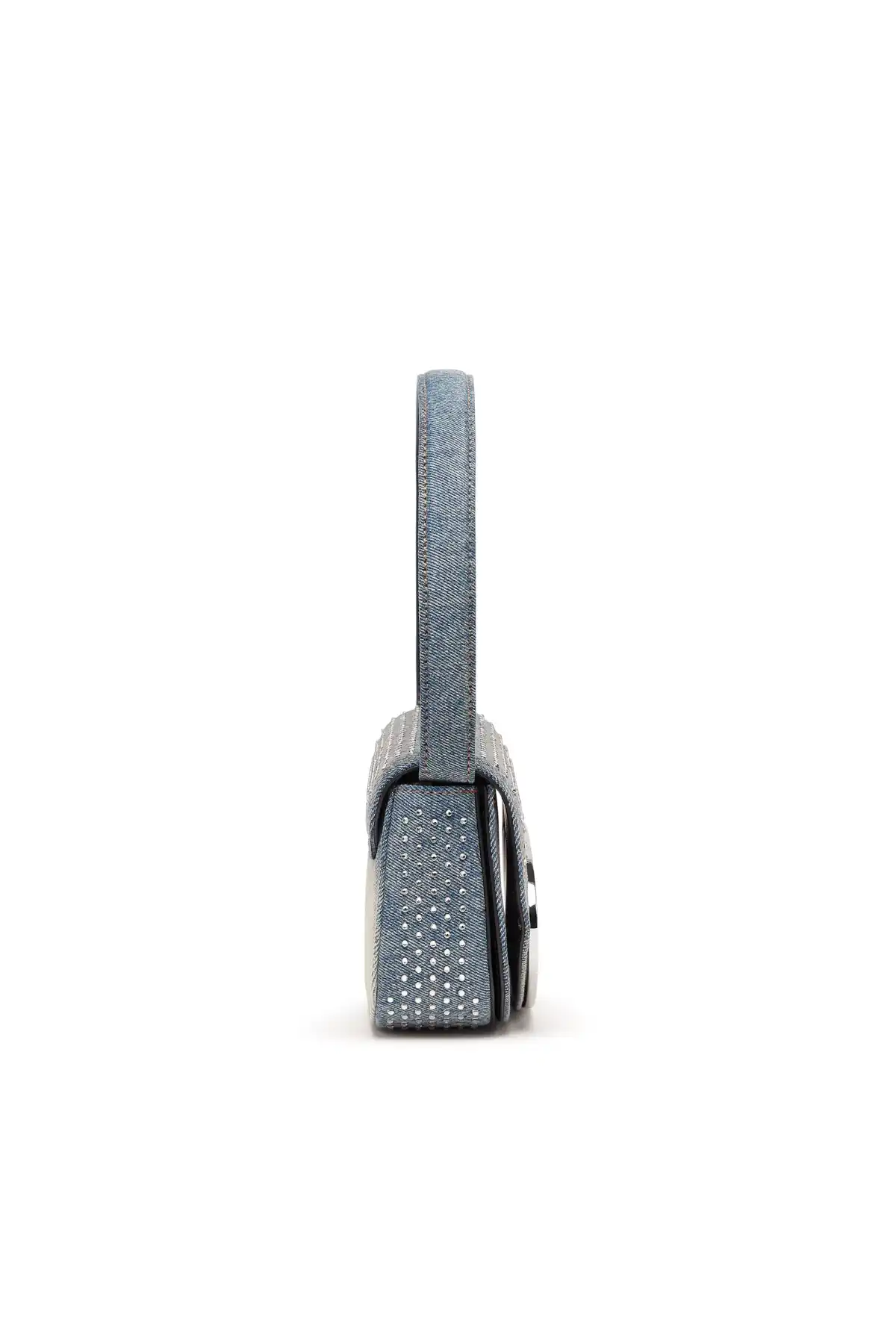 Blue 1DR-Iconic shoulder bag in denim and crystals