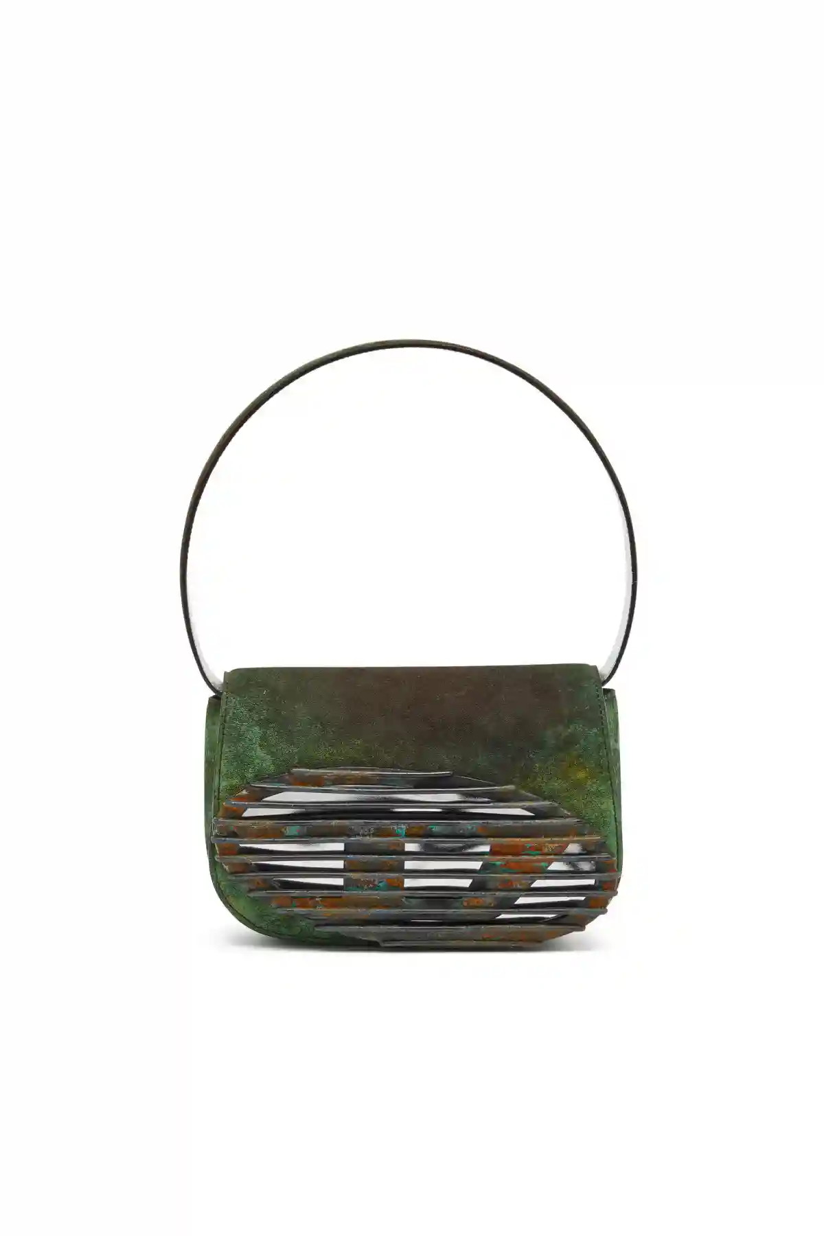 Green 1DR-Iconic shoulder bag in oxidised leather