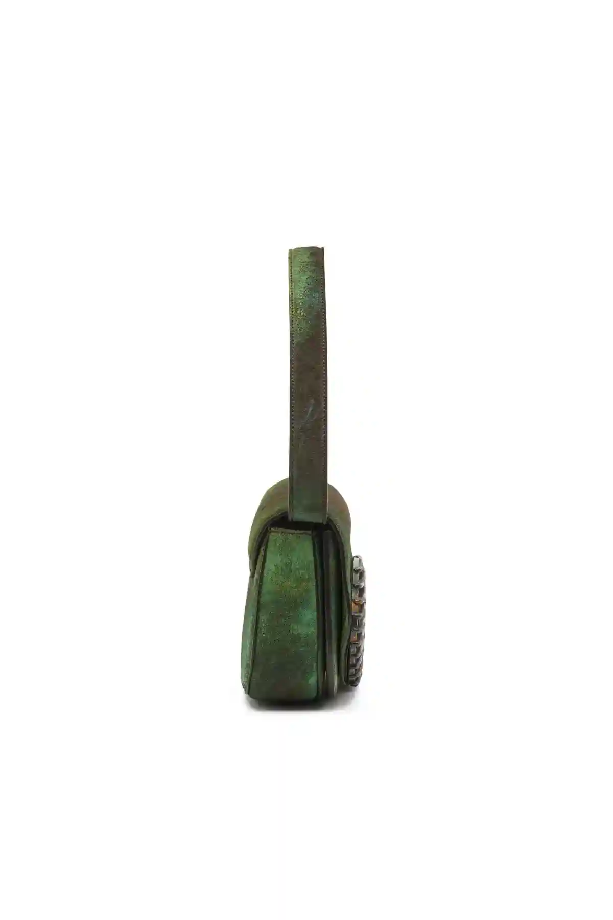 Green 1DR-Iconic shoulder bag in oxidised leather