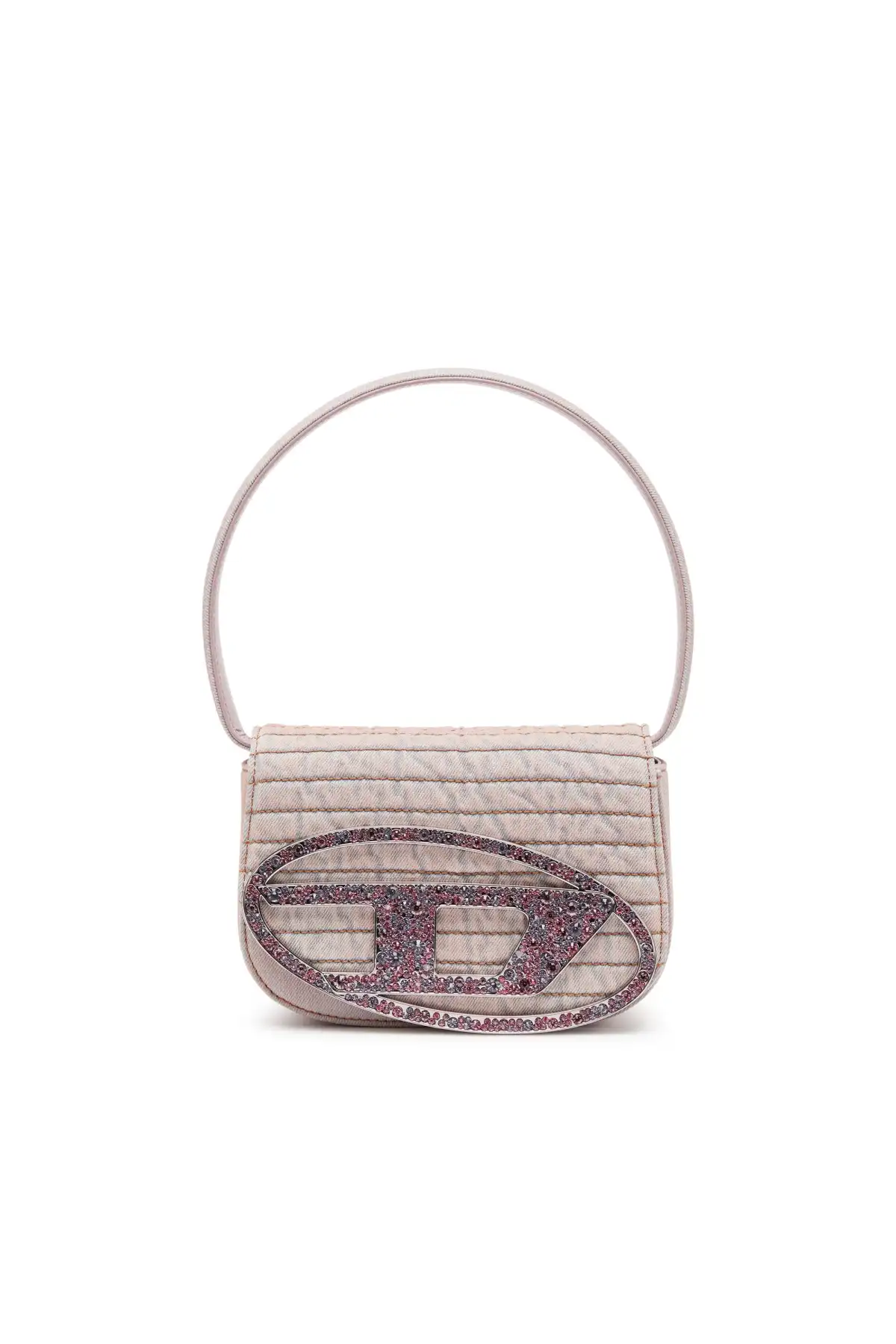 Pink 1DR Shoulder Bag-Iconic shoulder bag in padded denim