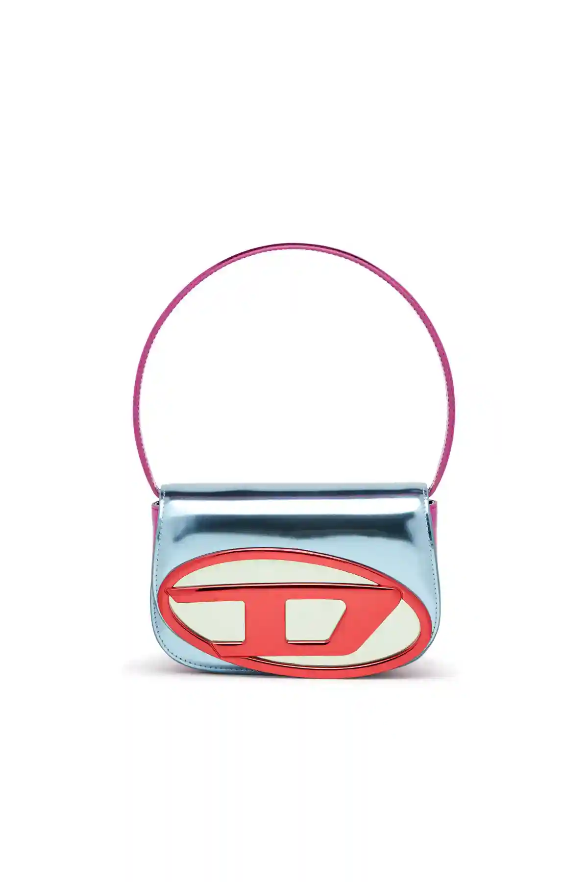 Blue and Red 1DR-Iconic shoulder bag in mirror leather