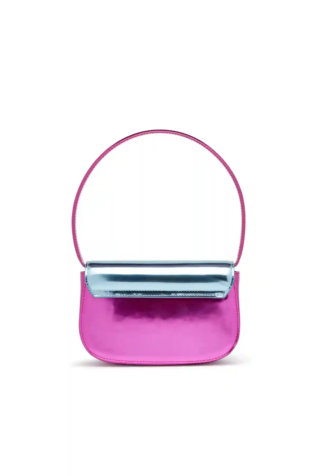 Blue and Red 1DR-Iconic shoulder bag in mirror leather
