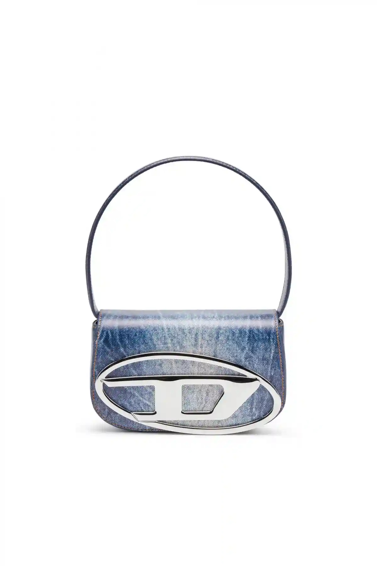 Blue 1DR-Iconic shoulder bag in denim-print leather