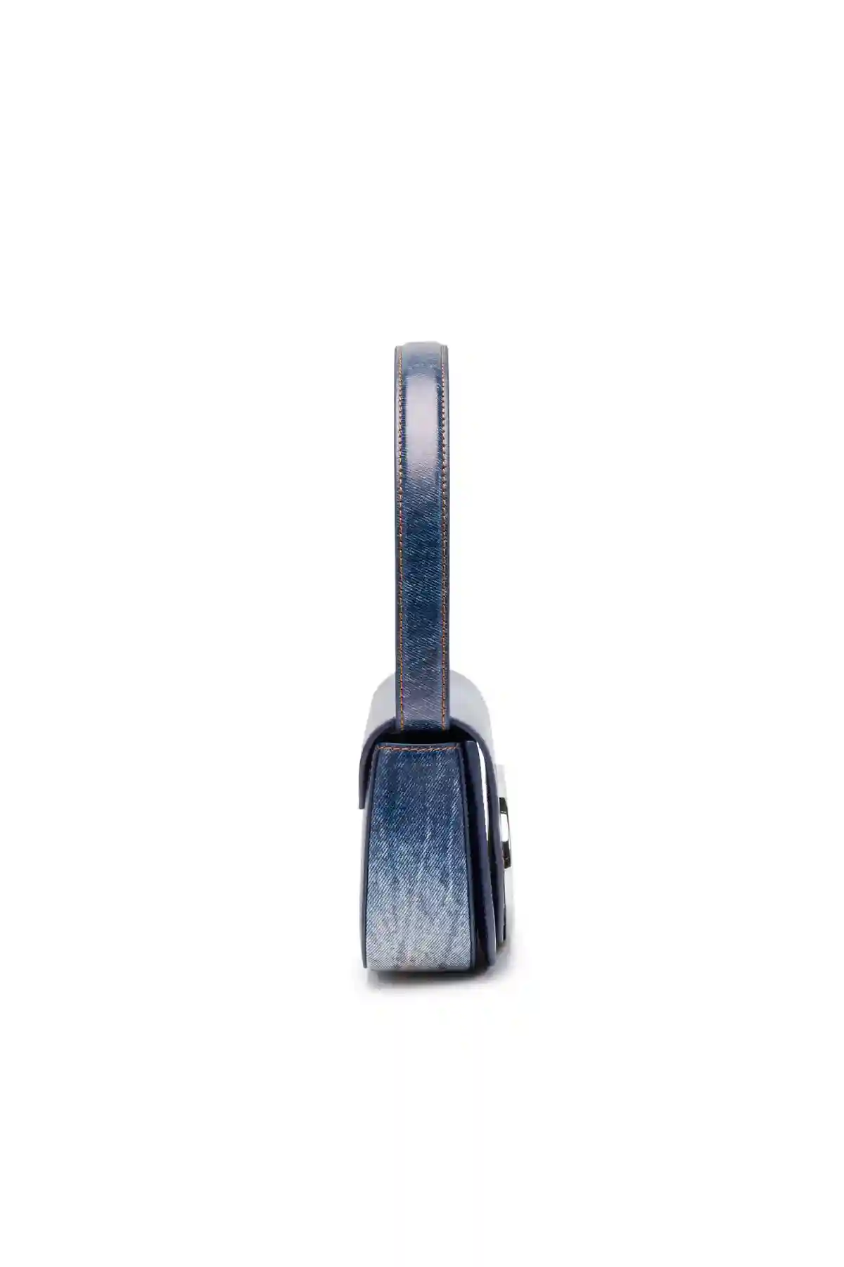 Blue 1DR-Iconic shoulder bag in denim-print leather