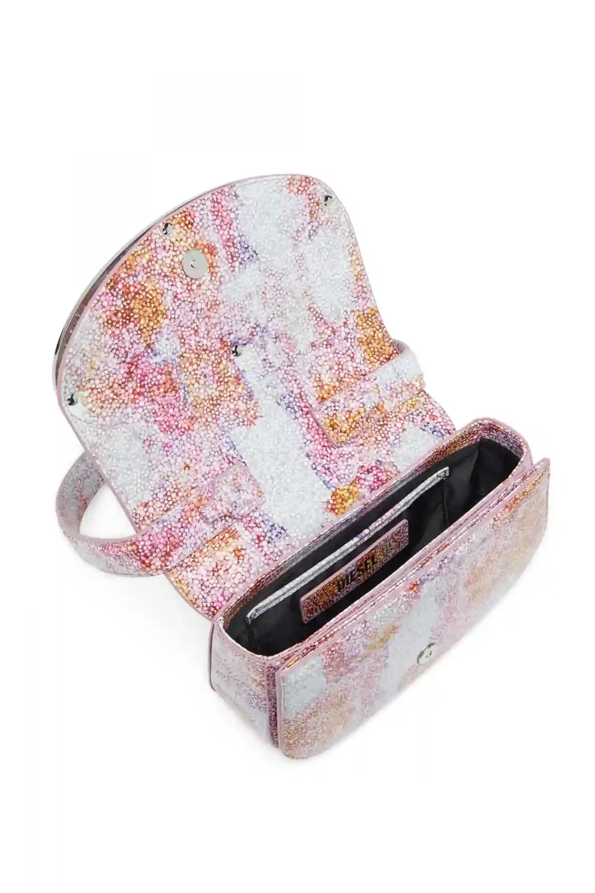 Pink and White 1DR-Iconic shoulder bag in printed quartz