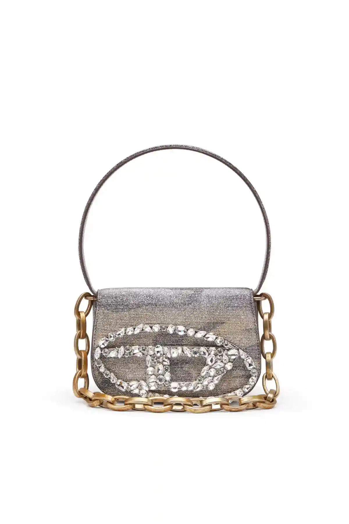 Grey and Brown 1DR-Iconic shoulder bag in camo lurex