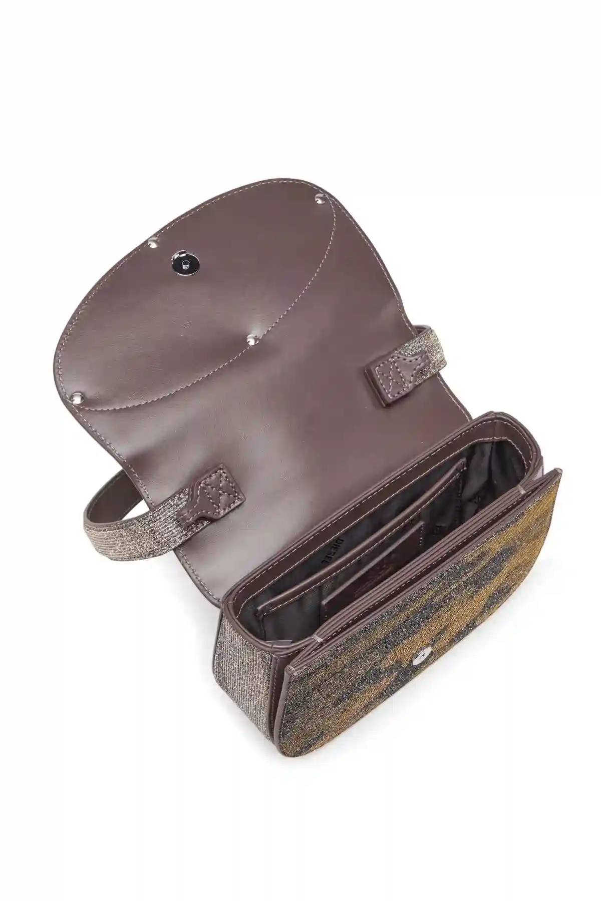 Grey and Brown 1DR-Iconic shoulder bag in camo lurex