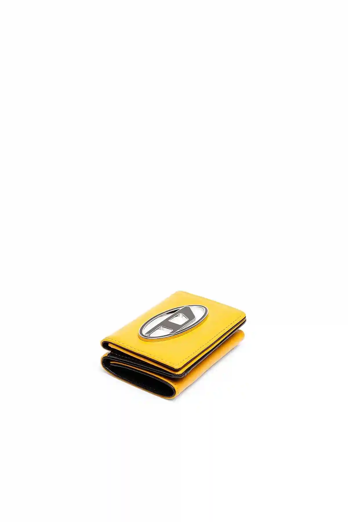 Yellow Tri-fold wallet with D logo-plaque