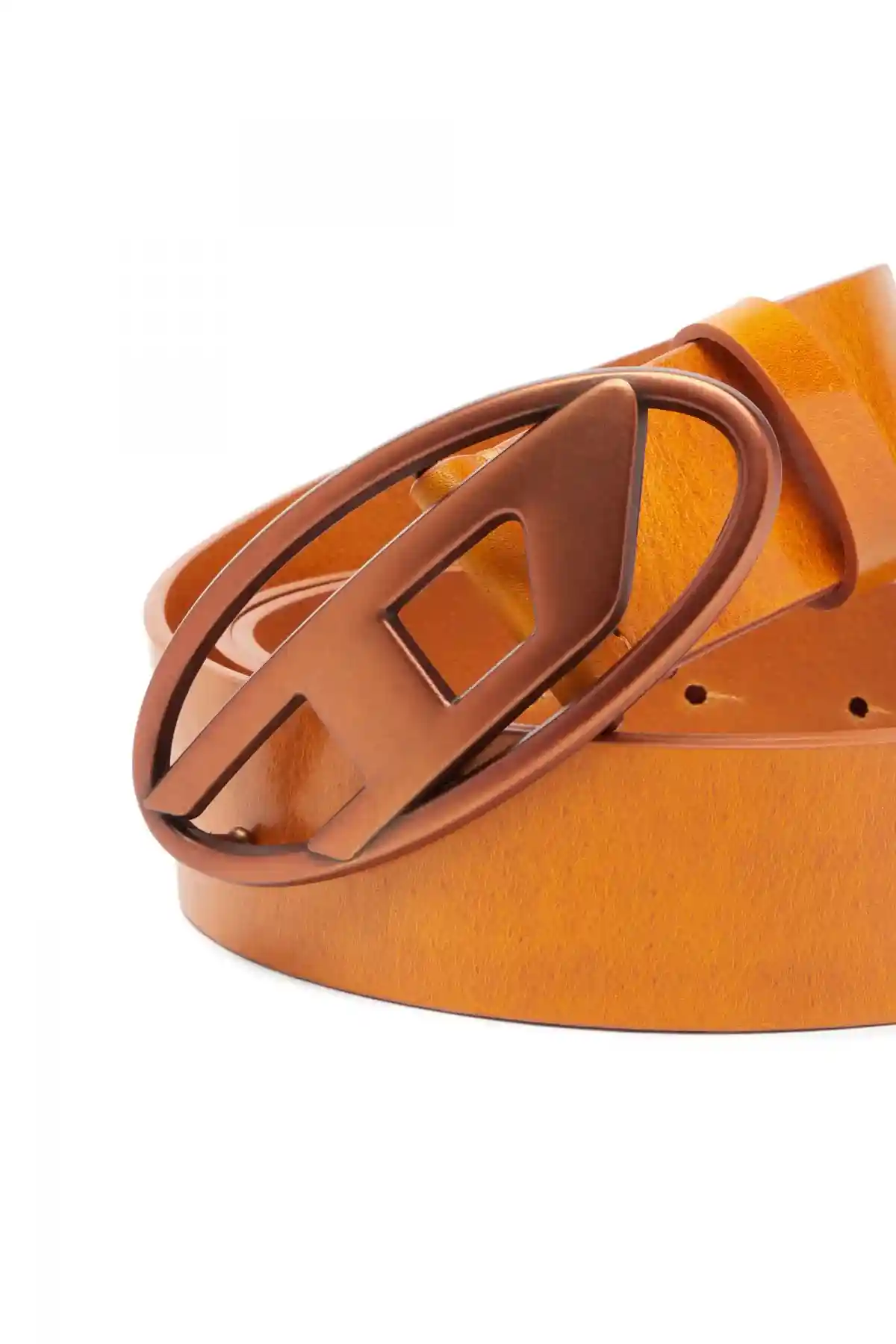 Orange Leather belt with tonal buckle