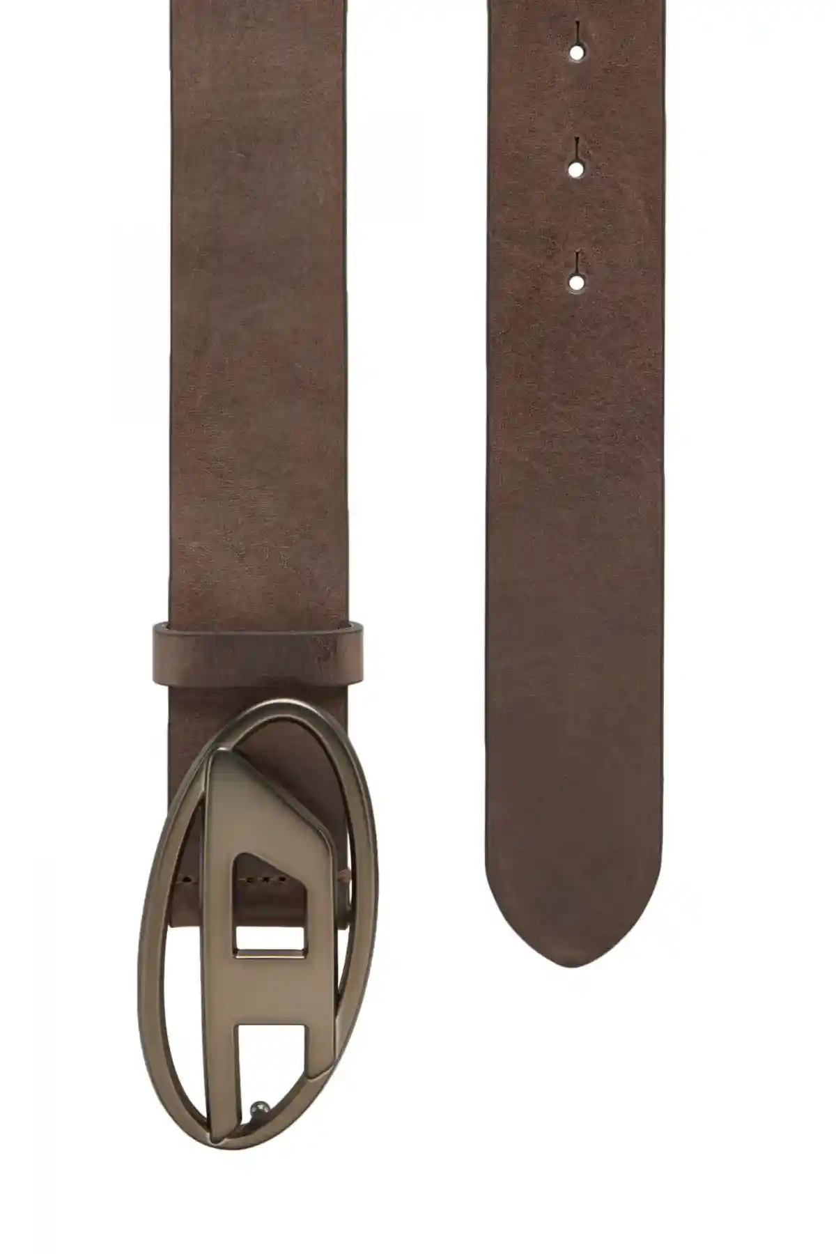 Brown Leather belt with tonal buckle