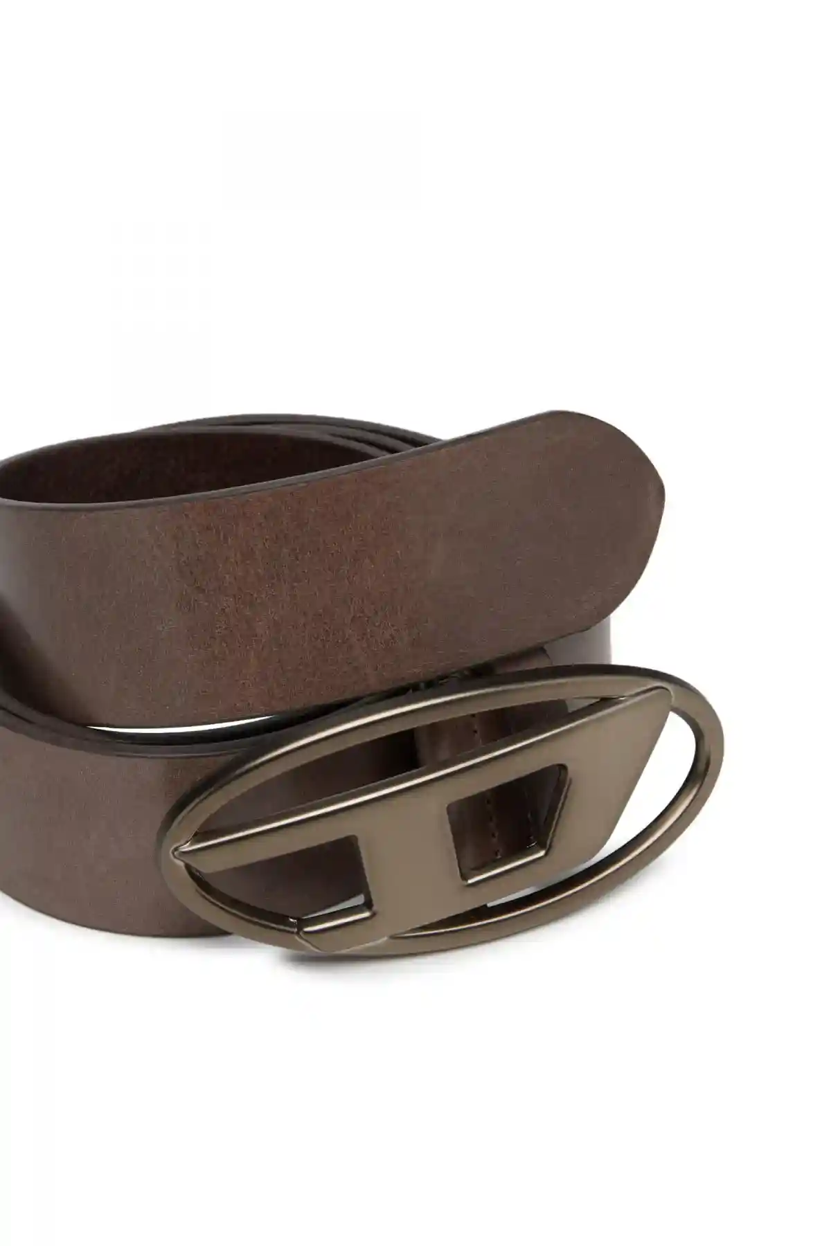Brown Leather belt with tonal buckle