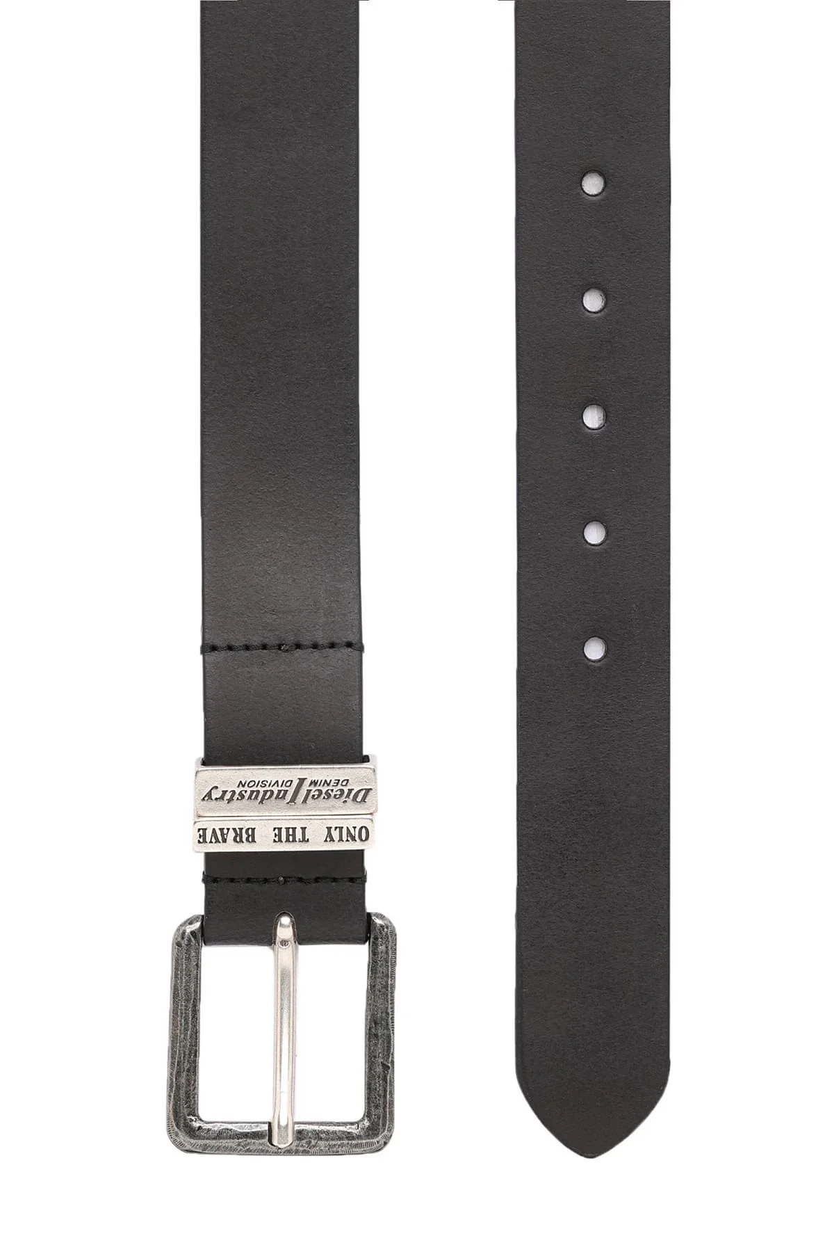 Black Leather belt with burnished hardware