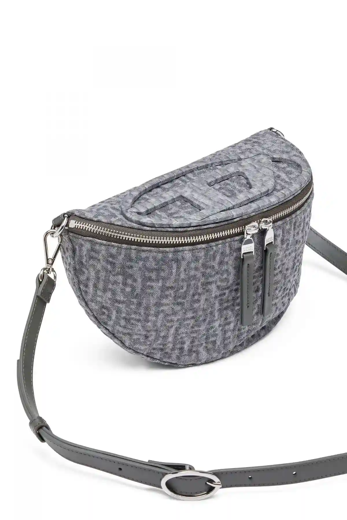 Grey 1DR-Crossbody-Convertible bag in monogram denim
