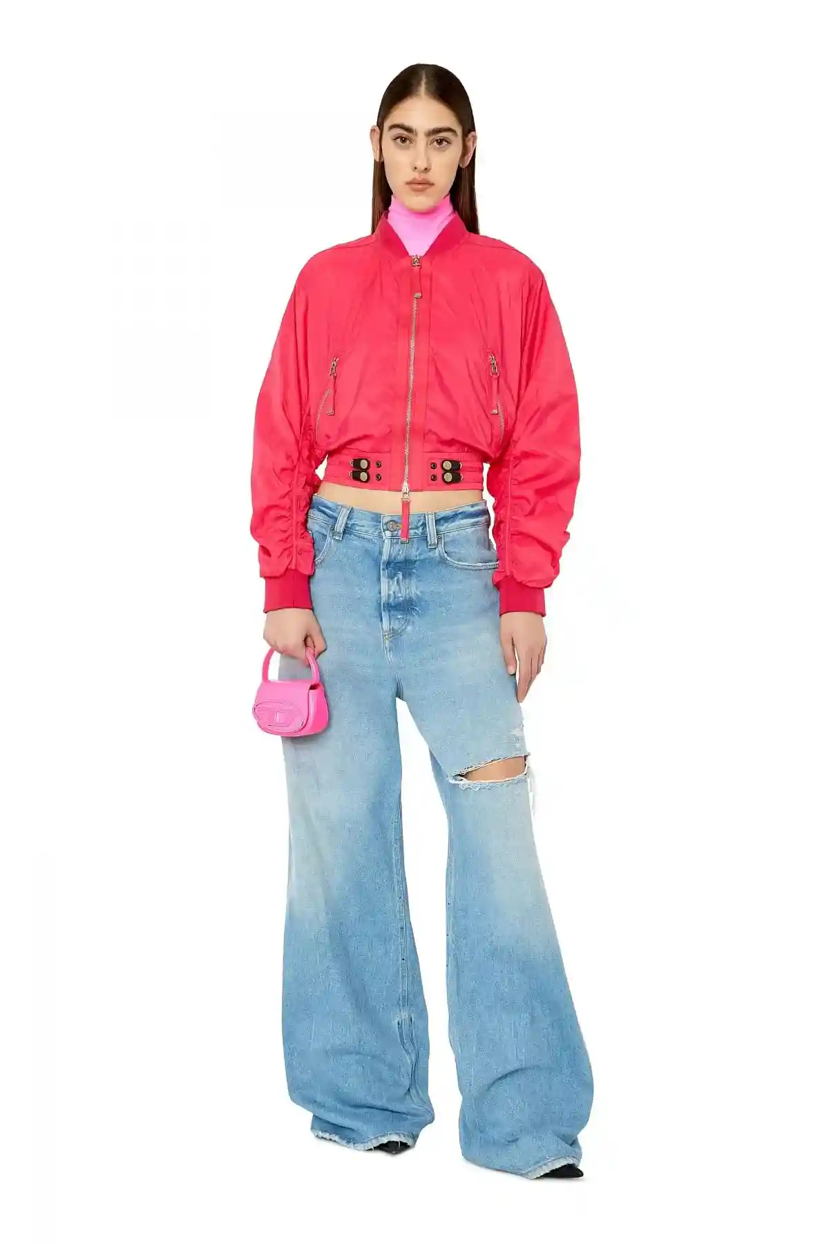 Pink 1DR XS-Iconic mini bag in neon leather
