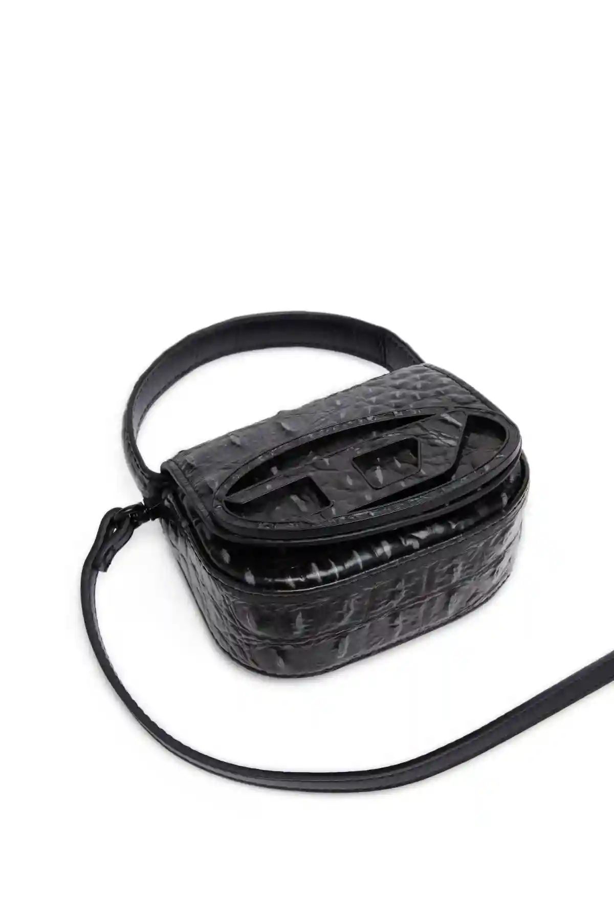 Black 1DR XS-Iconic mini bag in croc-print leather