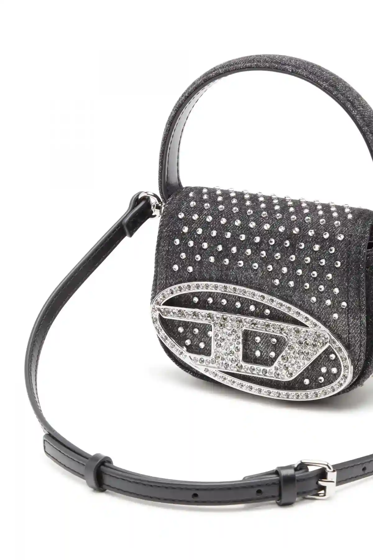 Black 1DR Xs-Iconic mini bag in denim and crystals