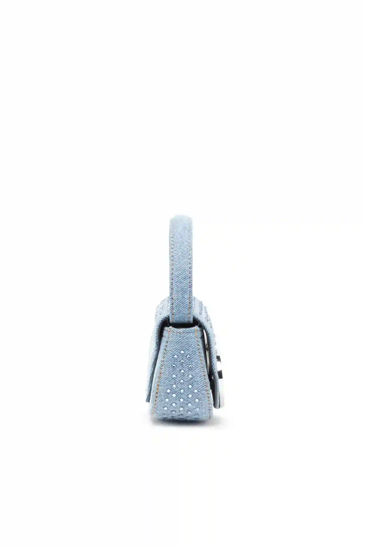 Blue 1DR Xs-Iconic mini bag in denim and crystals